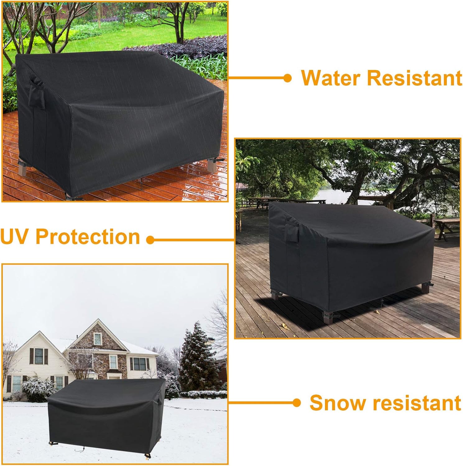 POMER Outdoor Bench Cover, Waterprood 600D Patio Loveseat Cover Fit for 2 Seater Garden Sofa Cover, 53" W x 26" D x 35" H Outdoor Couch Cover : Patio, Lawn & Garden