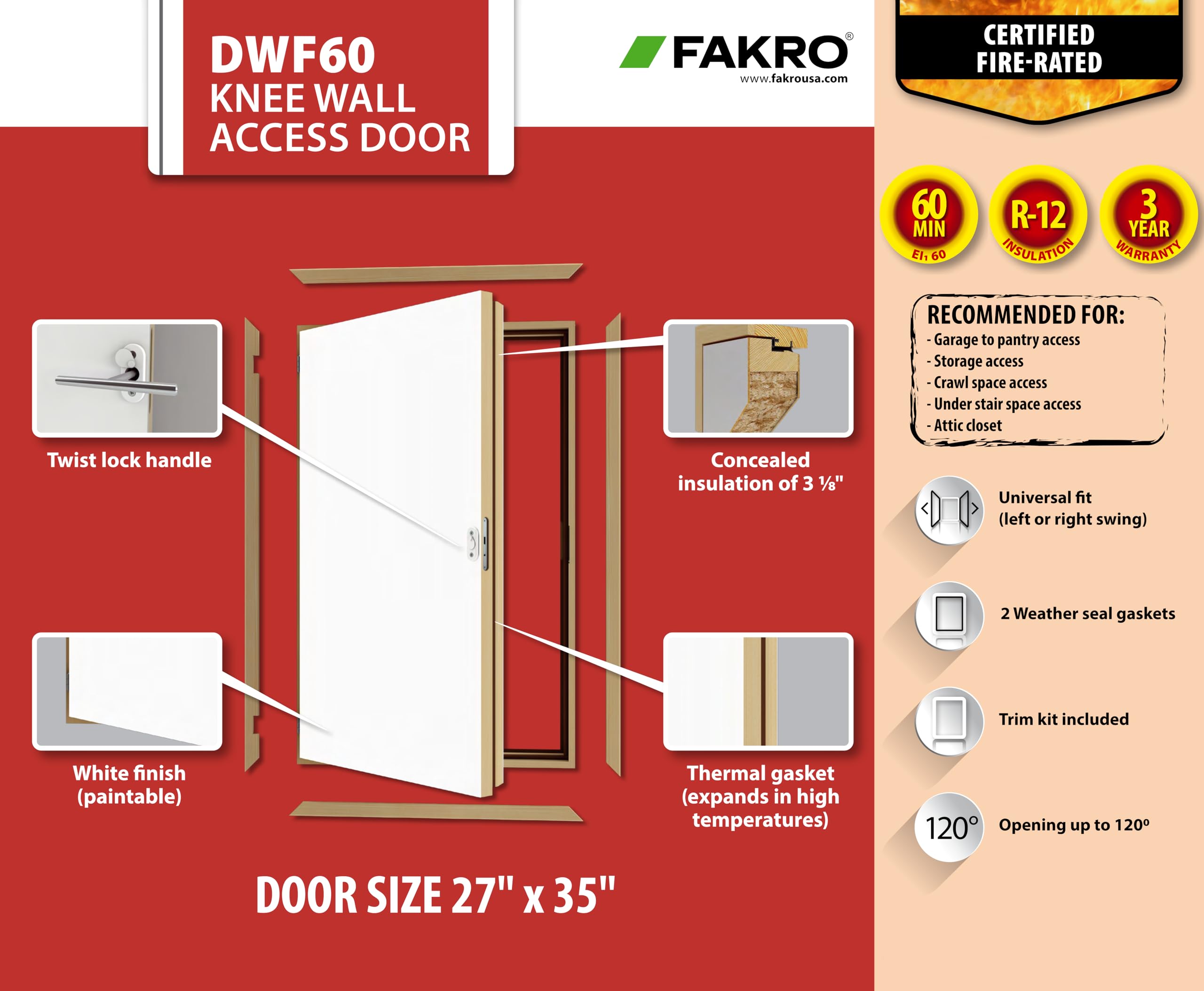 Amazon.com: DWF60 Wall Hatch 27 in. x 35 in. Wooden Fire Rated