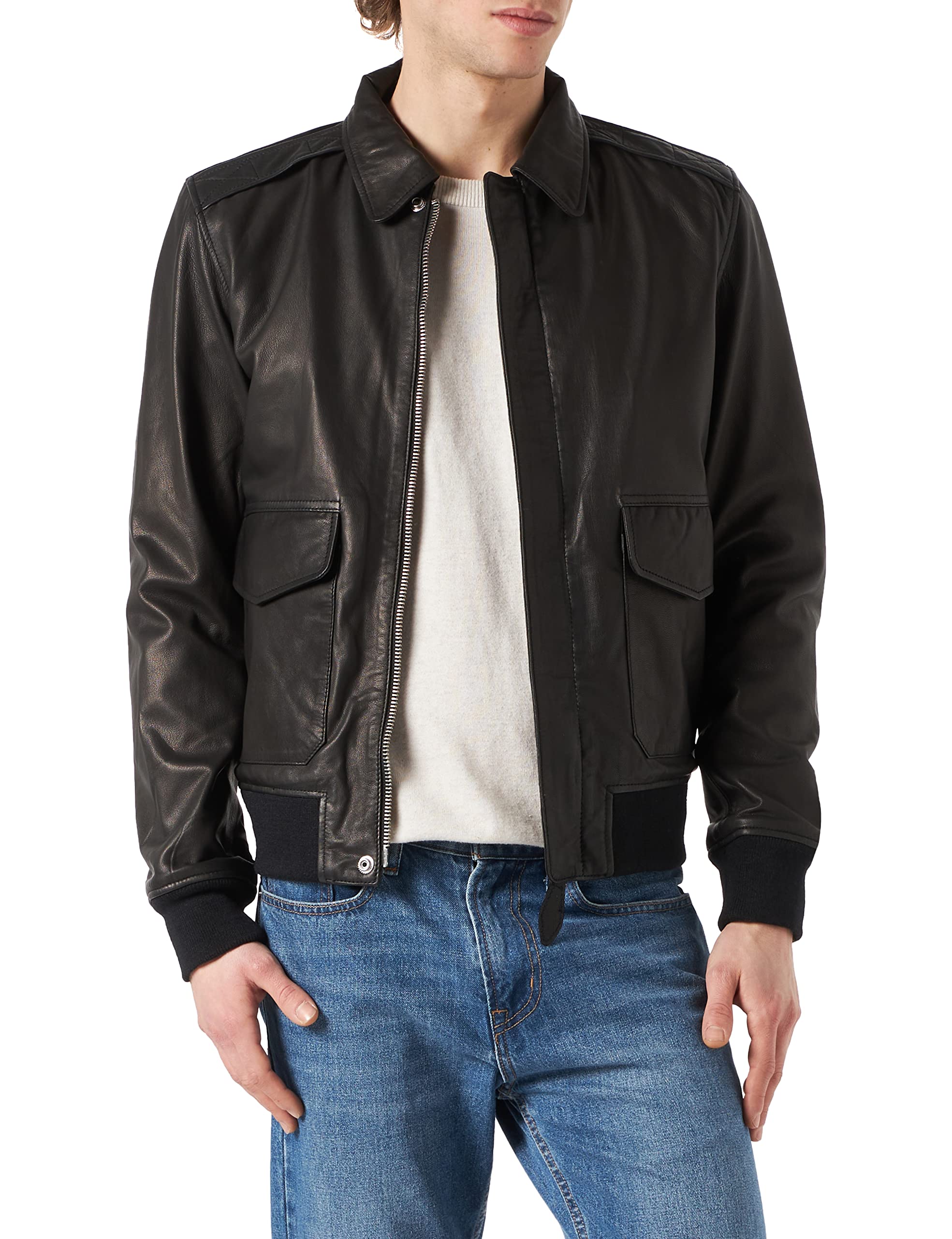 Schott Nyc Men's Black Lcflyvint Leather Jacket, Xl
