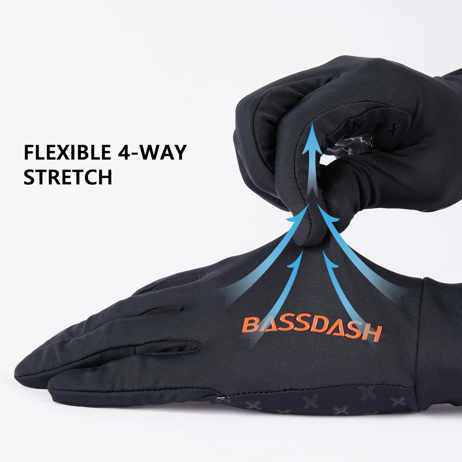 BASSDASH Guantes de caza de camuflaje para hombre, UPF 50+, ligeros, para pantalla táctil, para clima cálido, pesca, senderismo, actividades al aire libre HG01M (negro, L)