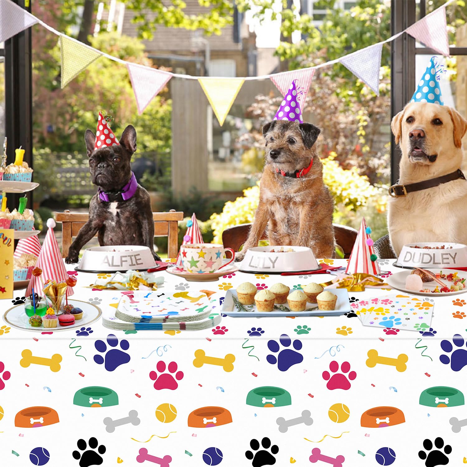 Kit Fiesta Cumpleaños Perros Kit De Fiesta Temática Perros - 20 Platos, 20  Servilletas, Mantel, Decoración Cumpleaños Artículos Cumpleaños Mascotas, image size:1500x1500