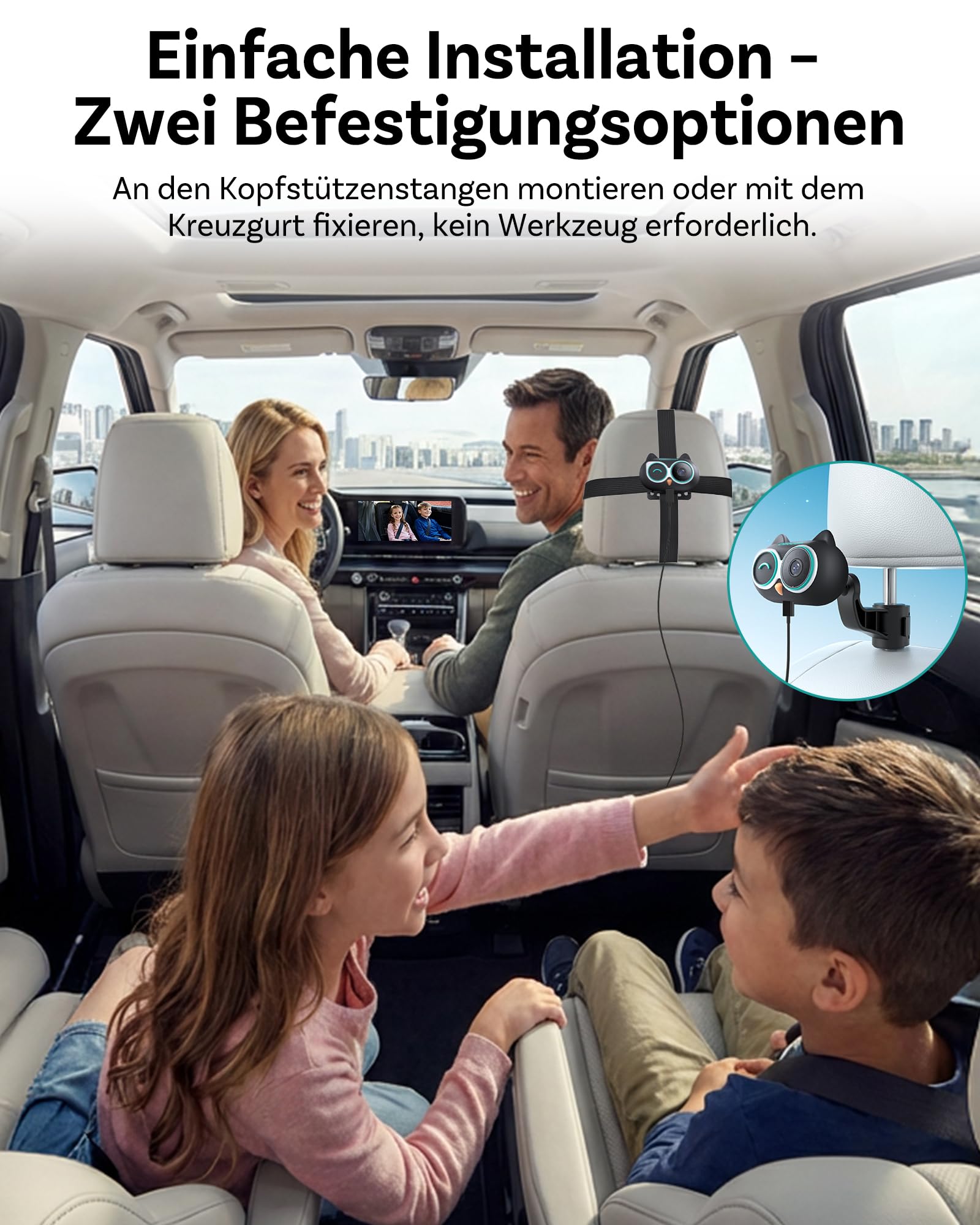 OTTOCAST Cabin Care, 2026 Neues Wireless CarPlay Adapter mit Kamera, Baby Auto Kamera, CarPlay Baby Monitor auf Originaldisplay, Split Screen & Pip, 1080P Nachtsicht, Weitwinkel, Plug & Play
