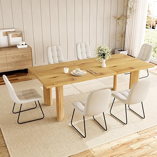 Miniatura 11 de Mesa de comedor extensible para 6-8 personas, mesa rectangular de MDF de 63 a 78.7 pulgadas, estilo rústico de granja, diseño que ahorra espacio
