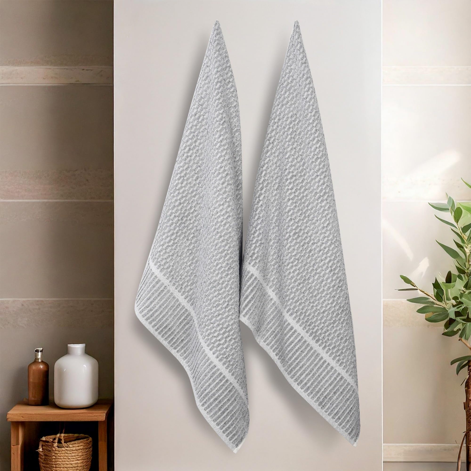 Superior Juno - Set di 2 teli da bagno in misto cotone, peso medio, per bagno degli ospiti, bagno, doccia, spa, peluche, ad asciugatura rapida, asciugamani ultra morbidi, essenziali, dettagli sui