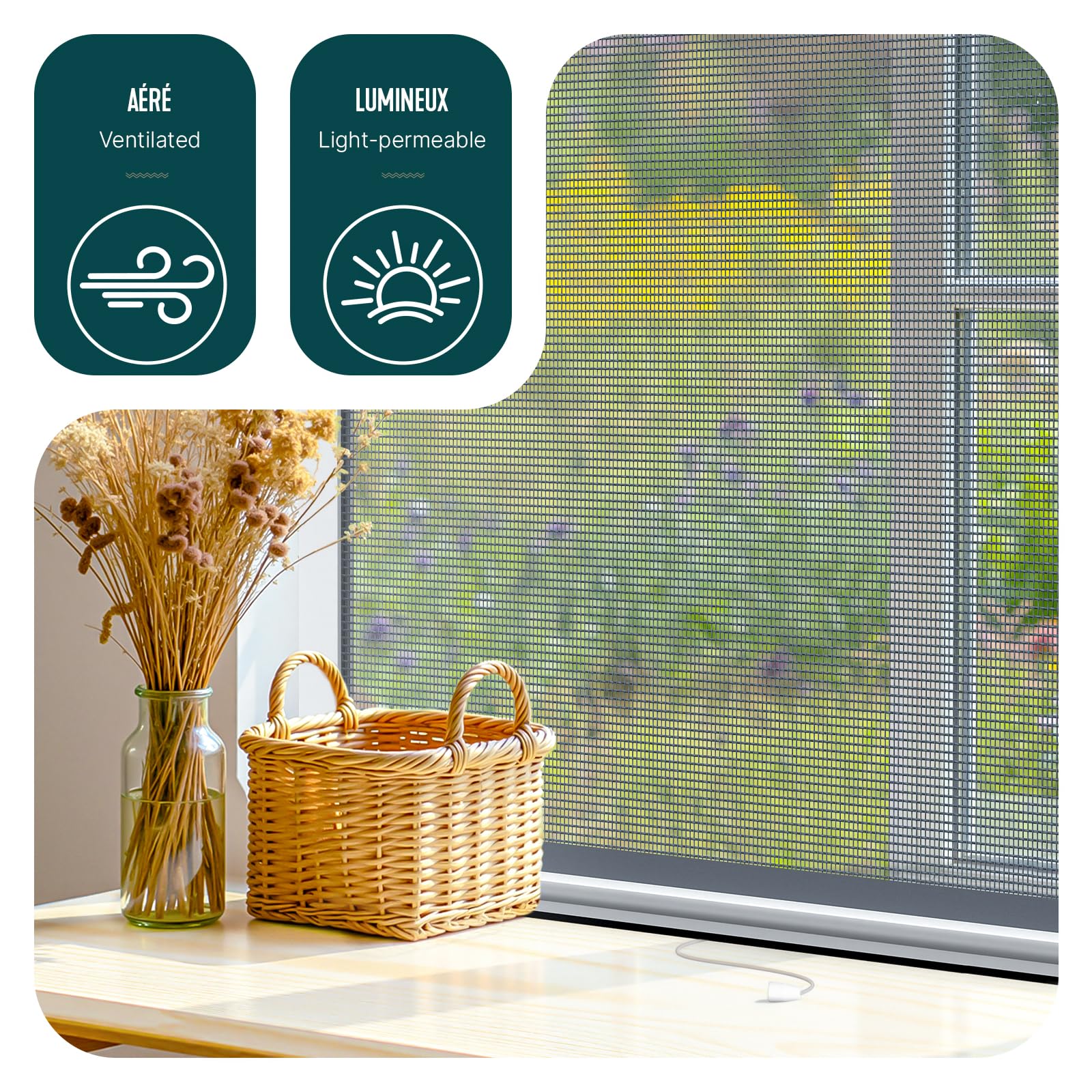 VOUNOT® Store Moustiquaire Fenêtre Enroulable en PVC Recoupable avec Maille en Fibre de Verre Store Moustiquaire Installation Facile L80 x H130 cm Blanc