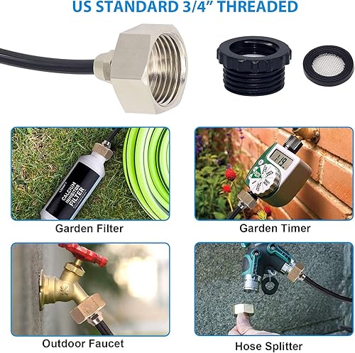 Miniatura 4 de YuYo Sistema de nebulización, rociadores para patio exterior, línea de nebulización de 59 pies + 19 boquillas de niebla de latón + adaptador de