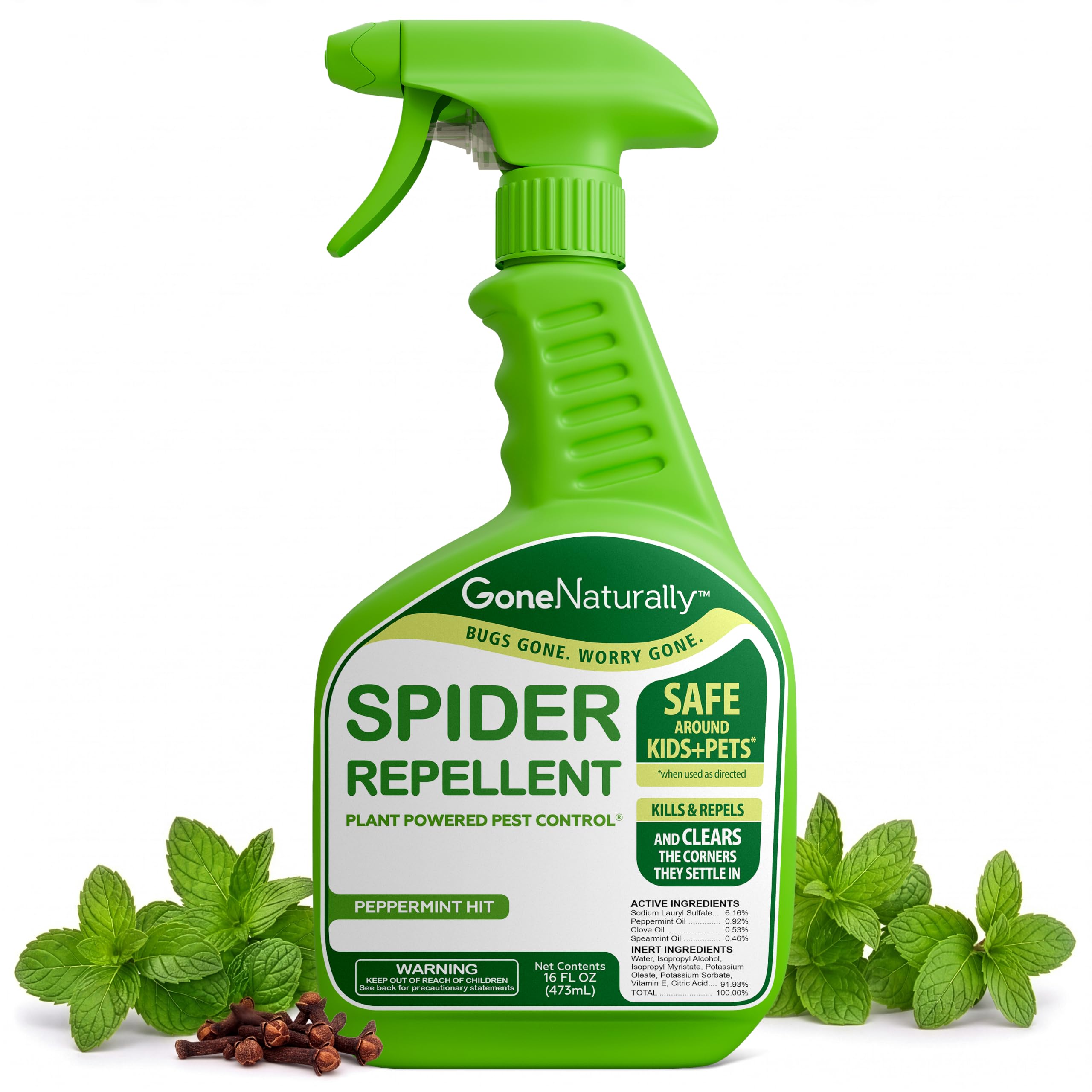 Indoor Spider Repellent &amp; Spider Killer with Natural Peppermint Oil – Spider Spray for Home, Basements &amp; Garages – Indoor &amp; Outdoor Spider Deterrent – Safe Around Kids &amp; Pets (16oz)