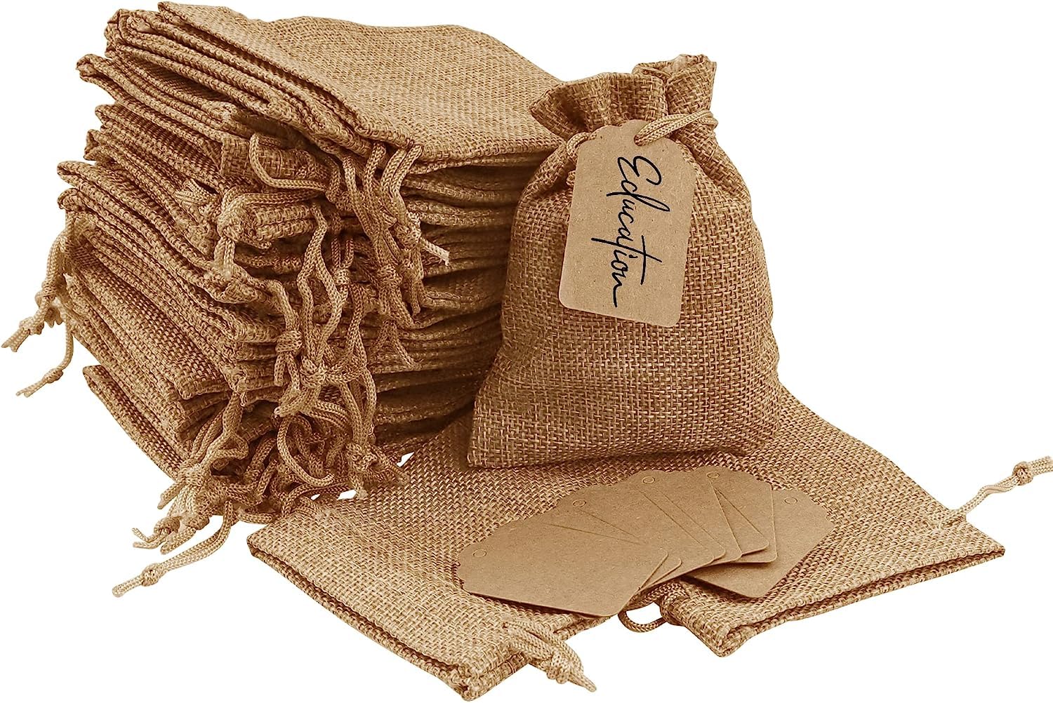 20 Sachets Cadeaux En Toile De Jute - 13x18 Cm - Cordon Serrage - Réutilisables - DKDDSSS