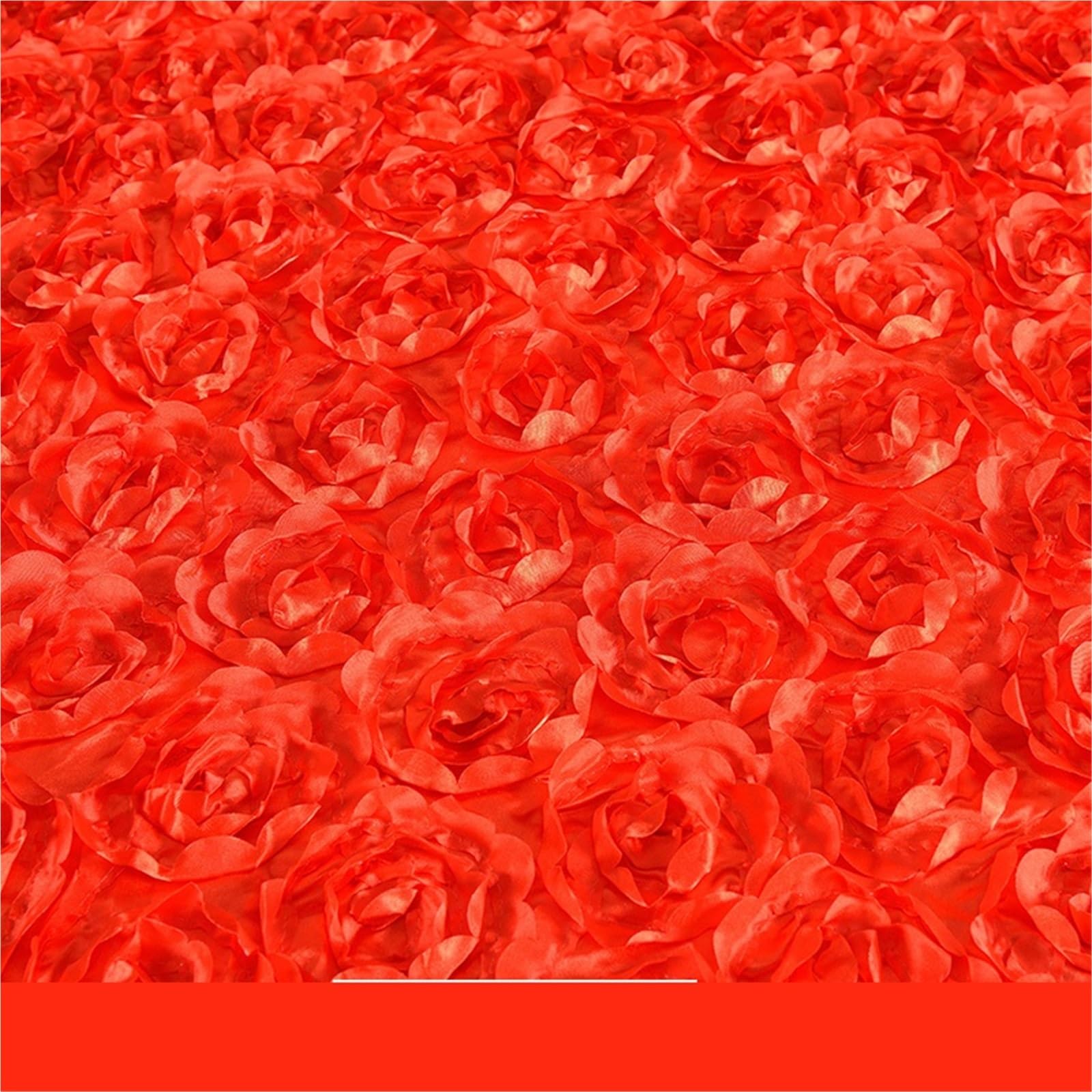 Hochzeit Gang Läufer 10M Hochzeit Teppich Satin Stoff 3D Rose Blume Gang Rot Party Hintergrund Tisch Abdeckung Dekoration(Red)