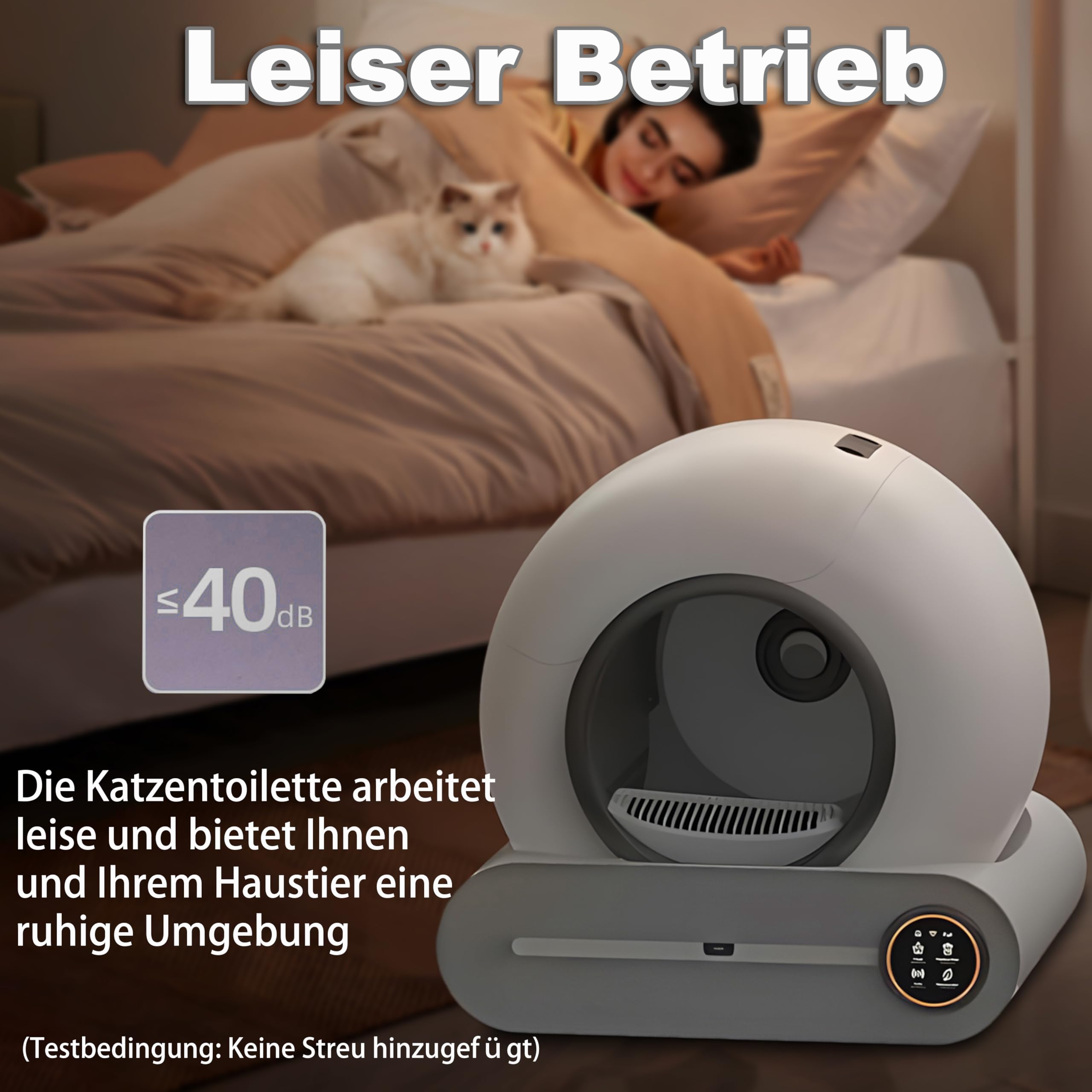 Selbstreinigende Katzentoilette, 65L+9L Selbstreinigende Toilette mit 5 Rollen Müllsäcken und 1 Fußmatten, Automatische Elektrisches Katzenklo, App Steuerung für Mehrere Katzen