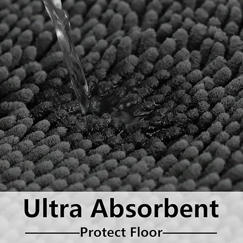 Miniatura 6 de Juego de 2 alfombras de baño absorbentes para baño, felpilla muy suave, antideslizante, 32 x 20 pulgadas + 20 x 20 pulgadas, alfombra de baño en