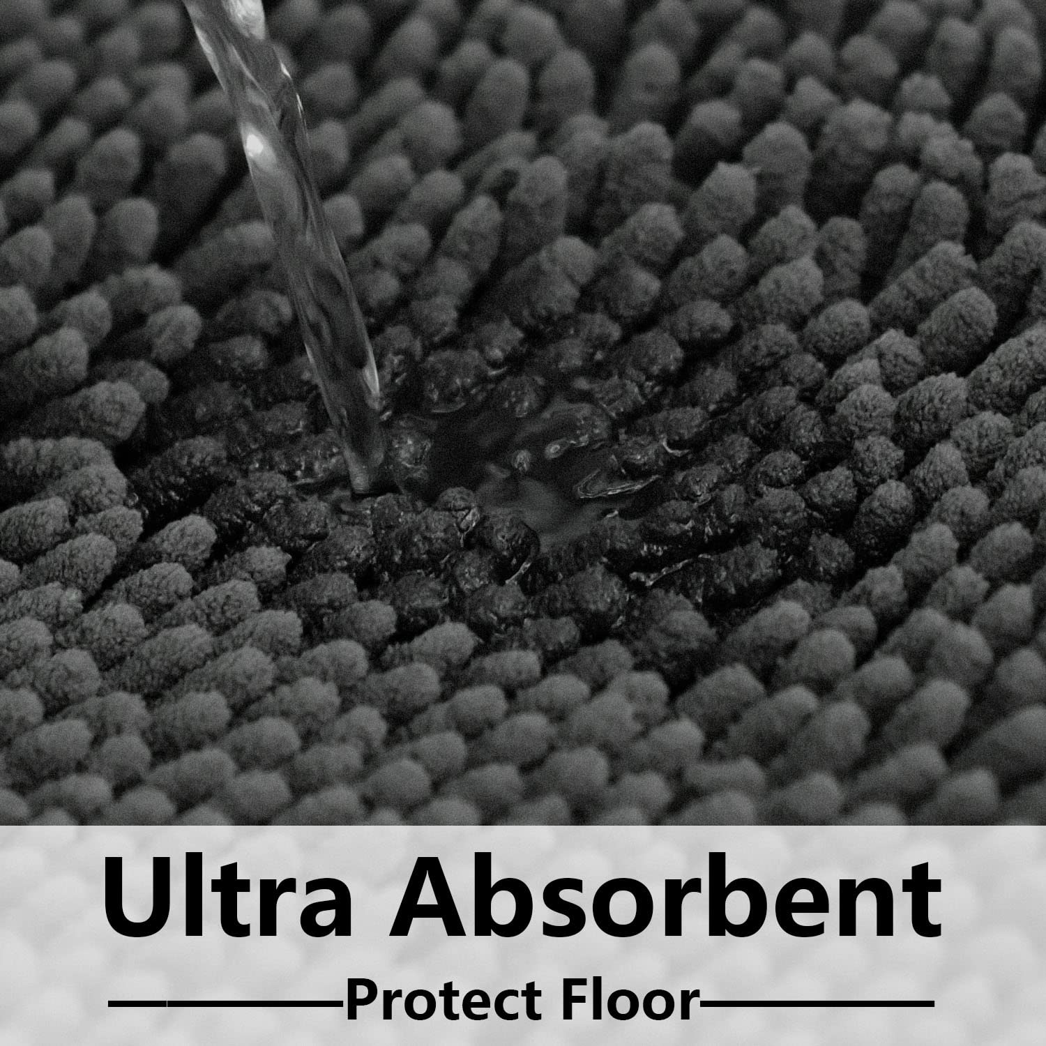 BOANKODU Juego de 2 tapetes de baño de felpilla ultra suave, súper absorbentes, con parte inferior de PVC antideslizante y duradero, lavables a máquina (gris)