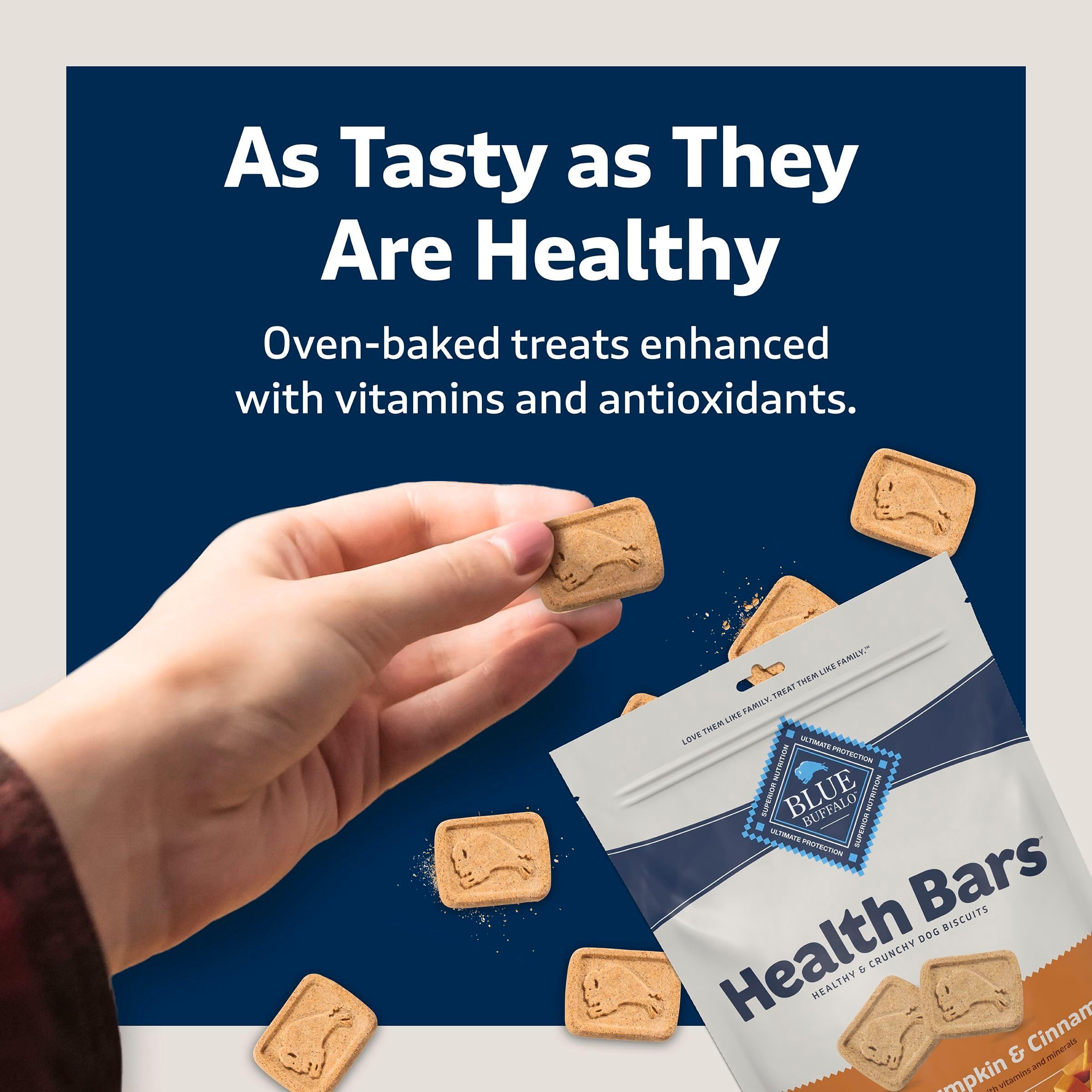 Blue Buffalo Health Bars Crunchy Dog Biscuits, Oven-Baked With Natural Ingredients, Pumpkin & Cinnamon, 16-oz Bag