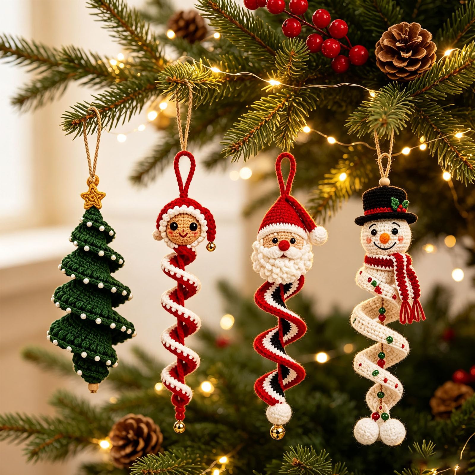 Kit Fai Da Te Per Ornamento A Spirale Con Pupazzo Di Neve All’uncinetto (4pc)