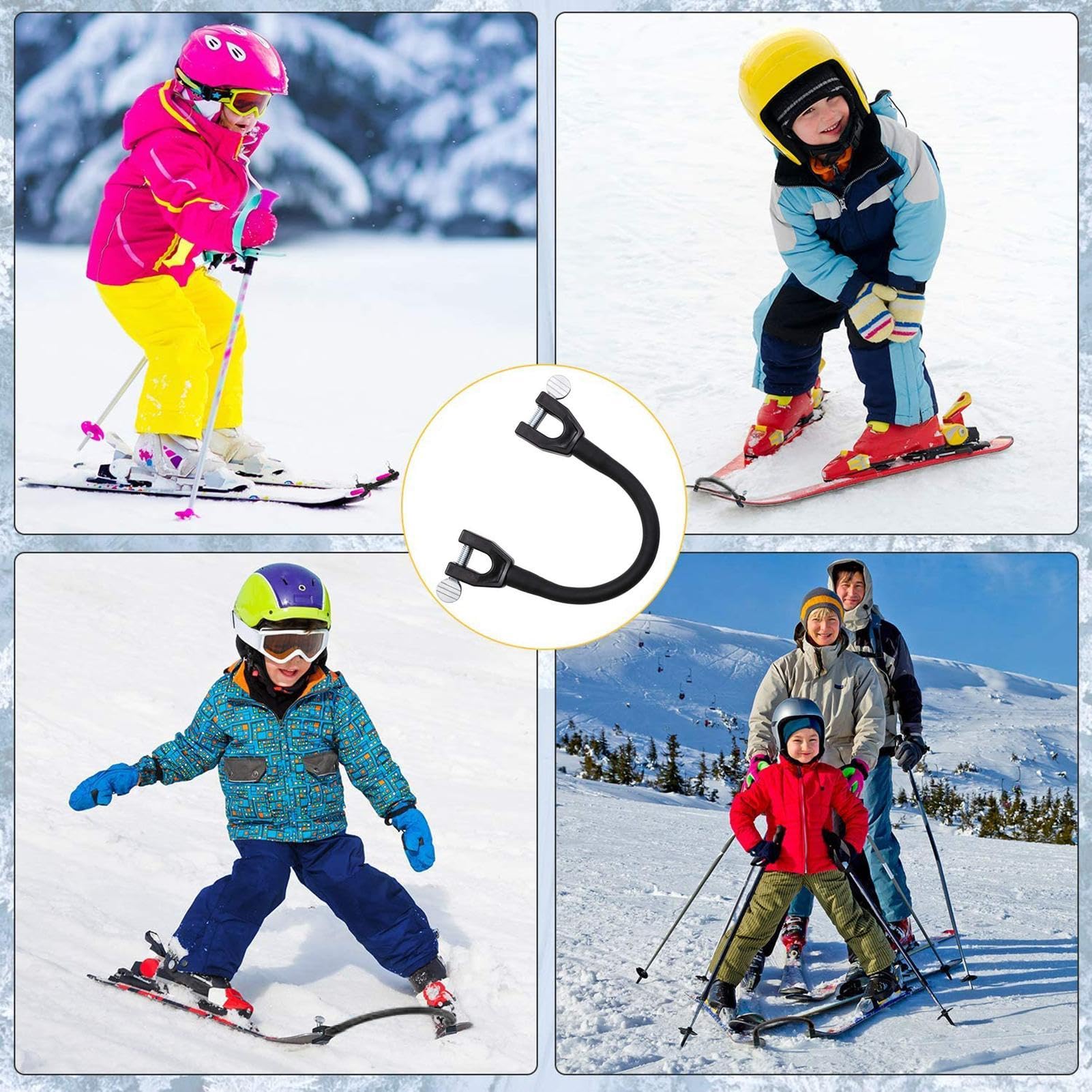 2 conectores de puntas de esquí para niños, ayuda a esquiar, conector de puntas de esquí, conector portátil para entrenamiento de esquí, accesorios de snowboard para niños principiantes (negro, verde)