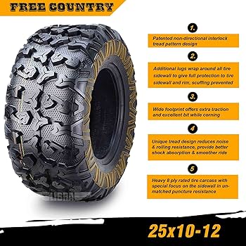 Amazon.com: Free Country 4 Premium 8PR ATV tires 25x10-12