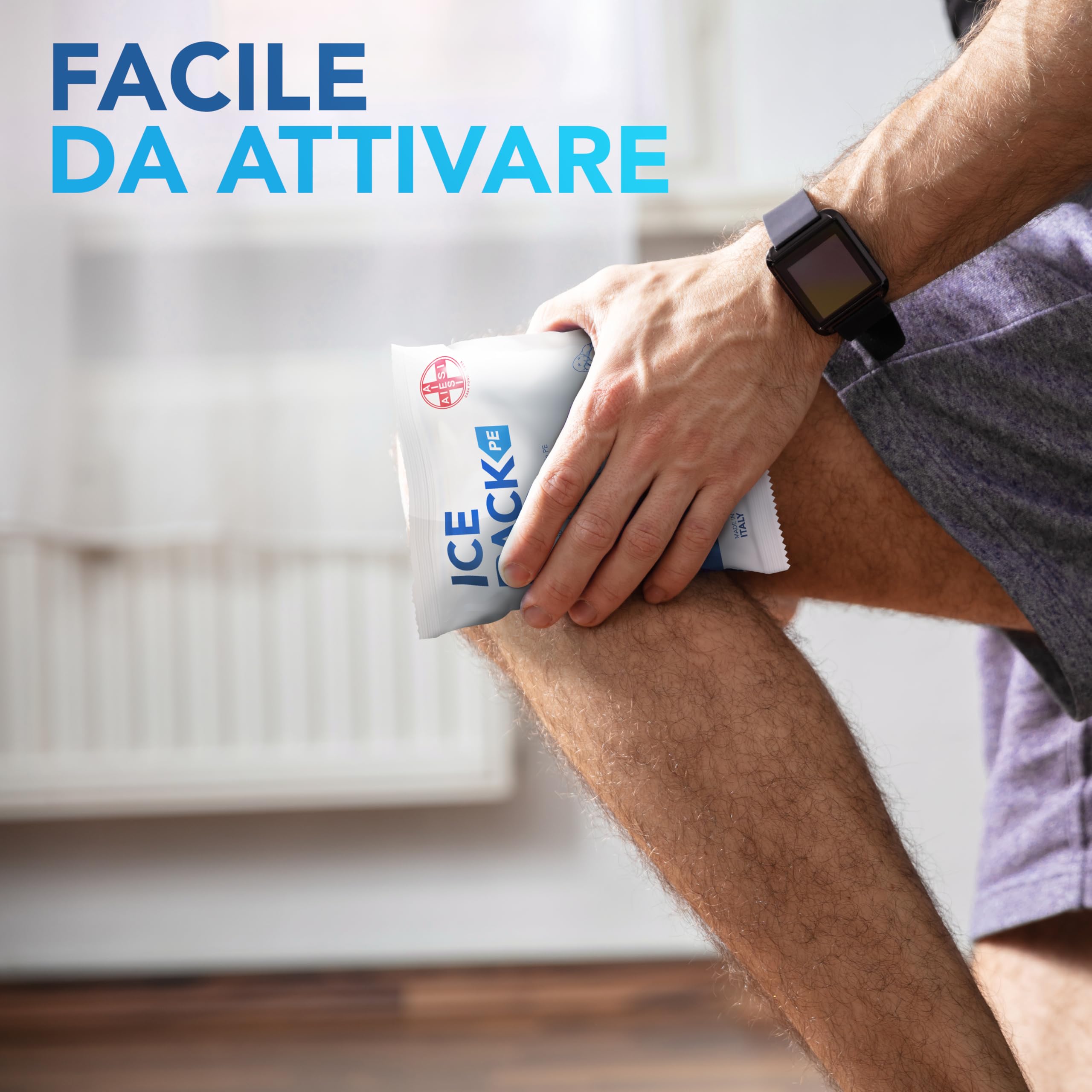 AIESI® Froid instantané jetable sachet en POLYÉTHYLÈNE 14x18 cm ICE PACK PE (25 pièces), Made in Italy