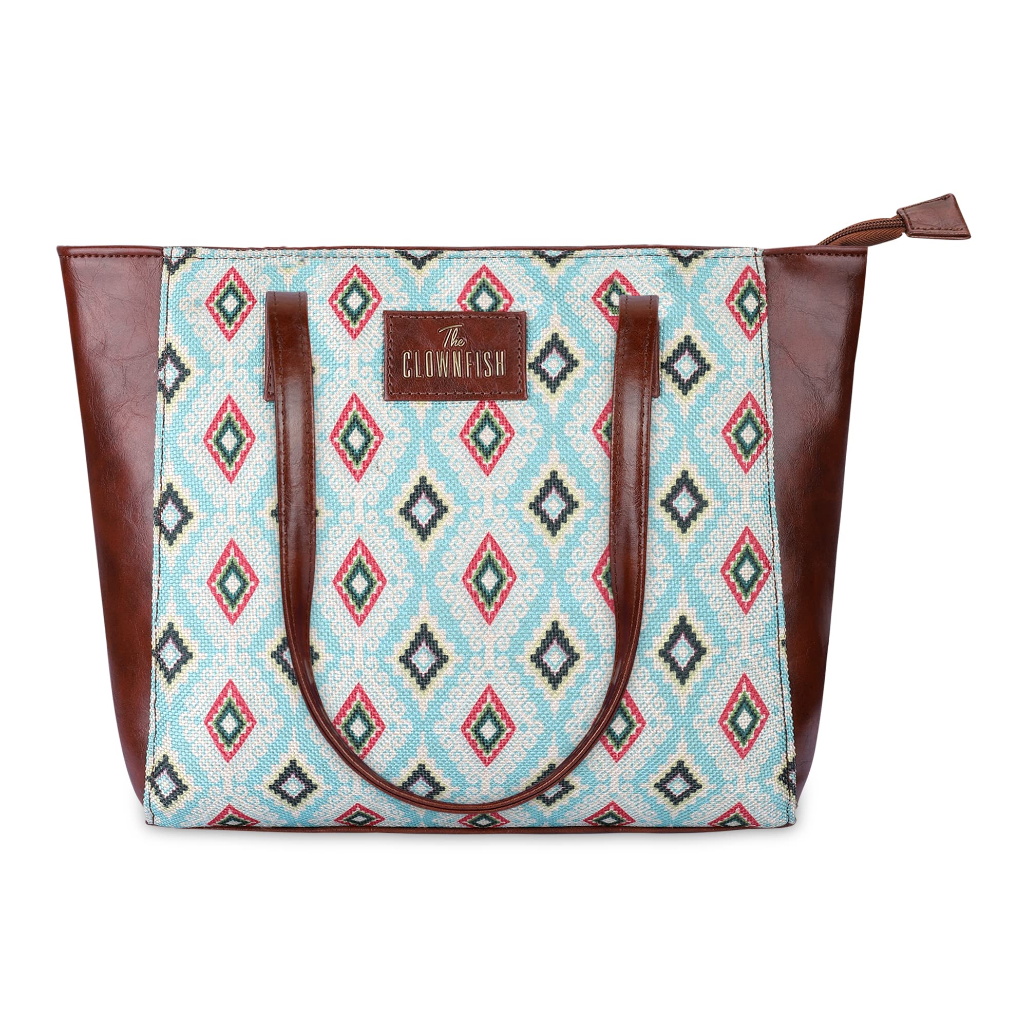 THE CLOWNFISHValentine Printed Handicraft Fabric & Faux Leather Handbag for Women Ladies Tote for Women College Girls