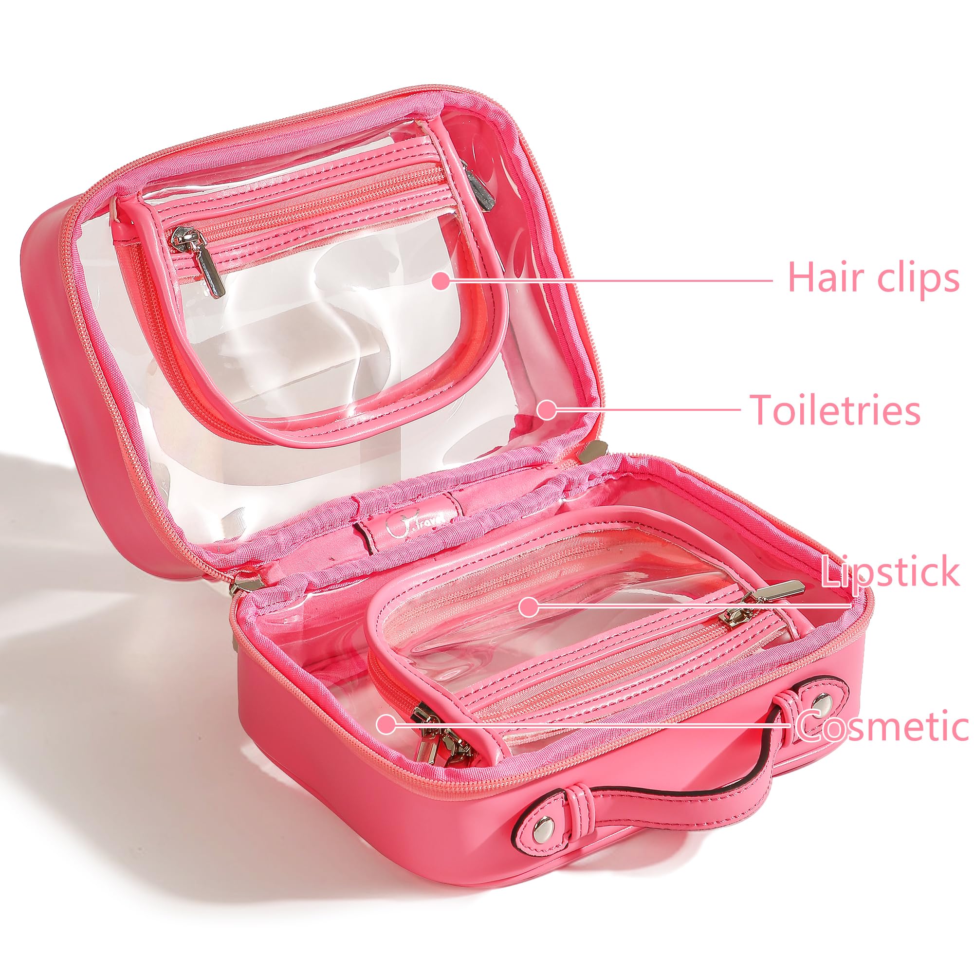 Veki Transparent Kosmetiktasche, Doppelte Lage Reise Kulturbeutel, Wasserdichter Kulturtasche, Groß Kapazität Öffnen Sie Kosmetikbeutel, Make Up Tasche Organizer für Damen und Mädchen