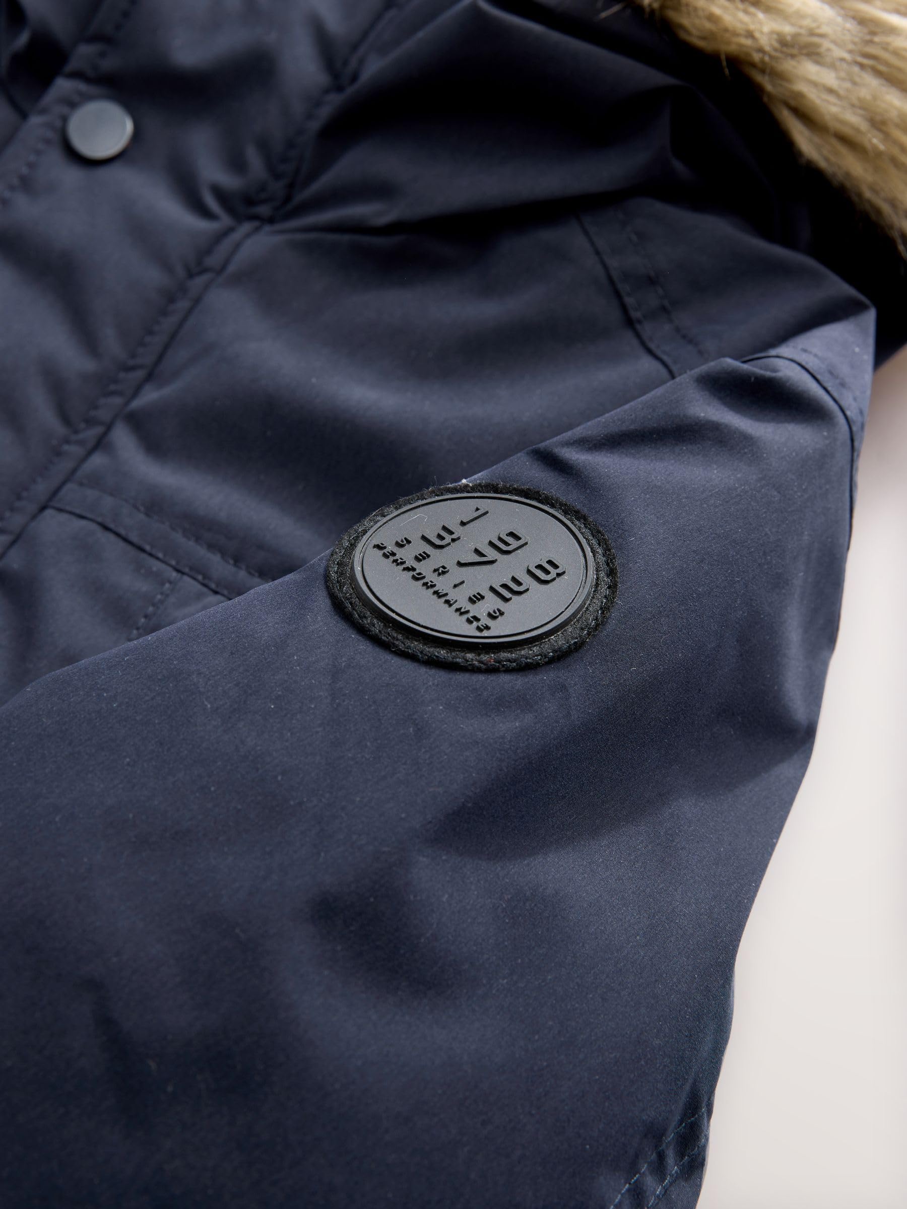 NEXT Ragazzo Parka impermeabile pesante con finiture in pelliccia sintetica | Bambino, Standard, Zipper, Lavabile in lavatrice