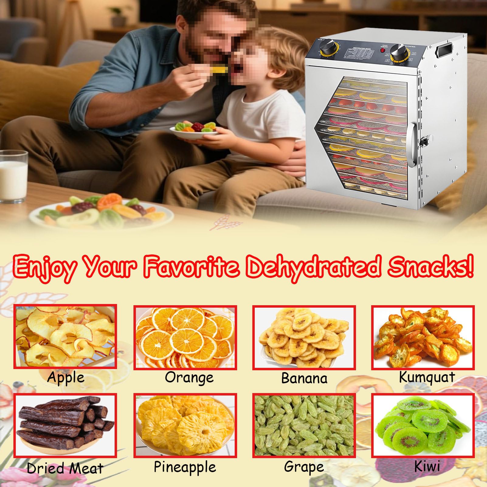 Deshidratador eléctrico comercial de alimentos – 18 bandejas de acero inoxidable, visualización LCD, secador de congelación para frutas, verduras, cecina y aperitivos, gran capacidad, secadora