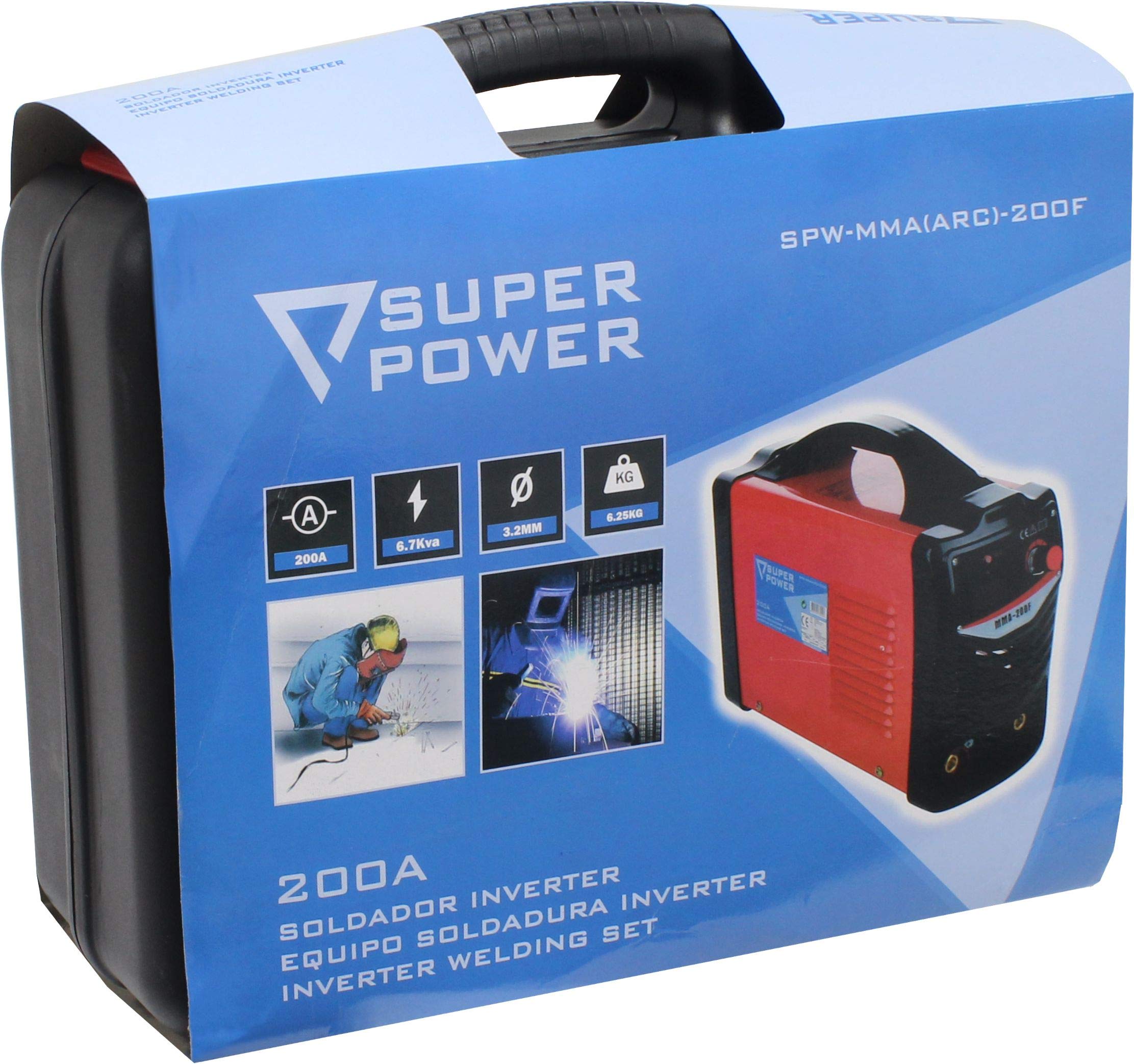 Super Power 73210 Equipo Soldadura Inverter, 200A, 28V, 6.7Kva