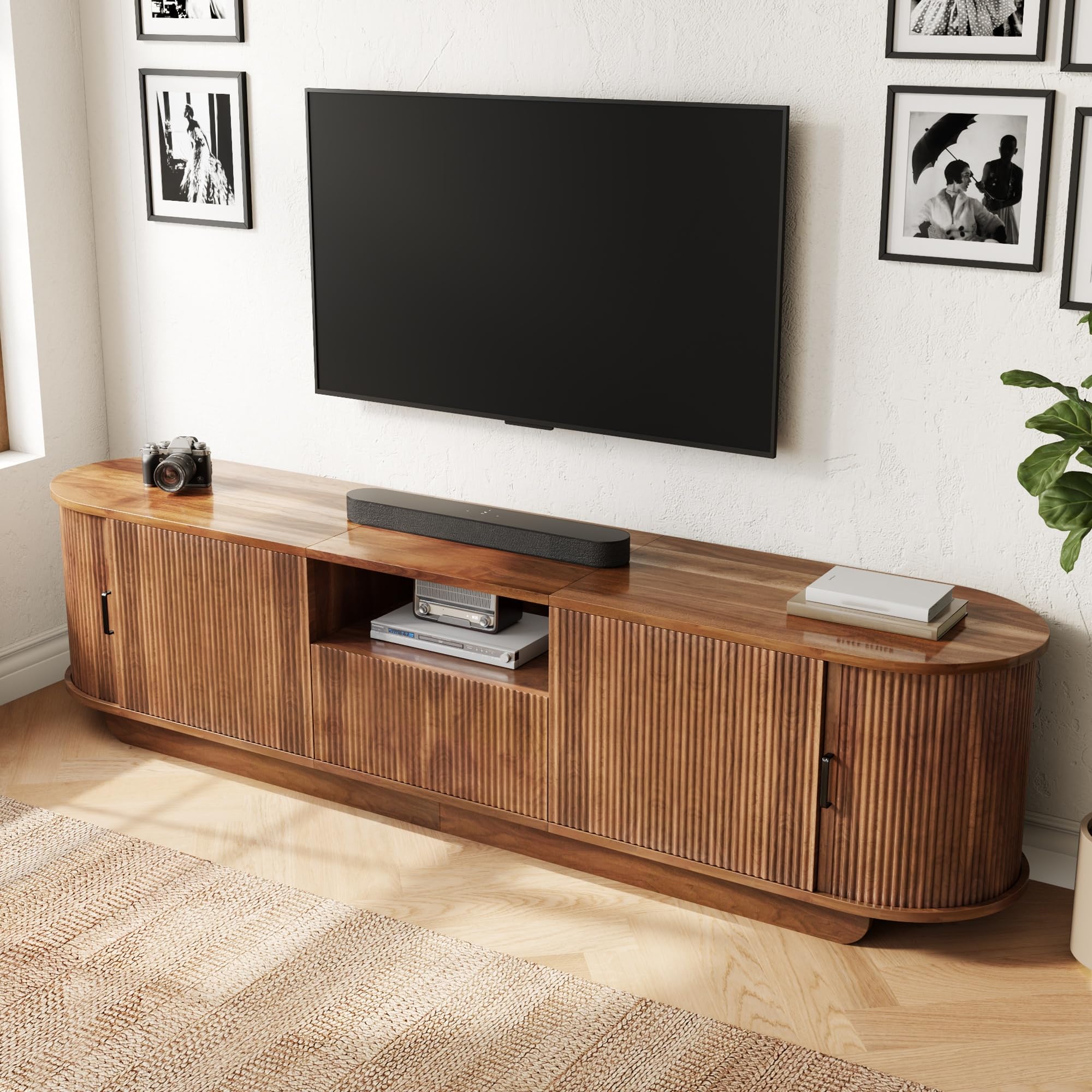 Console TV multimediale galleggiante, 180 x 40 x 50 cm, struttura ondulata