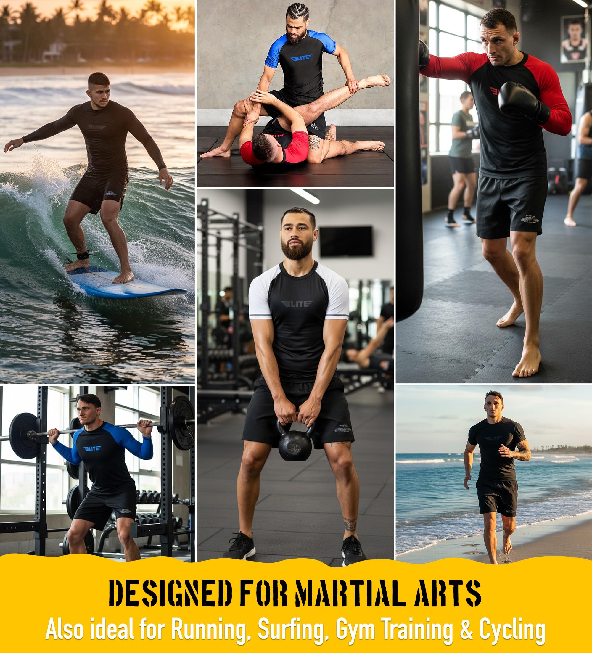 Elite Sports Herren Rash Guard래쉬가드.防晒霜protector De Cenizas.راش جاردמגן פריחהrash Guardrashguard Rashguard