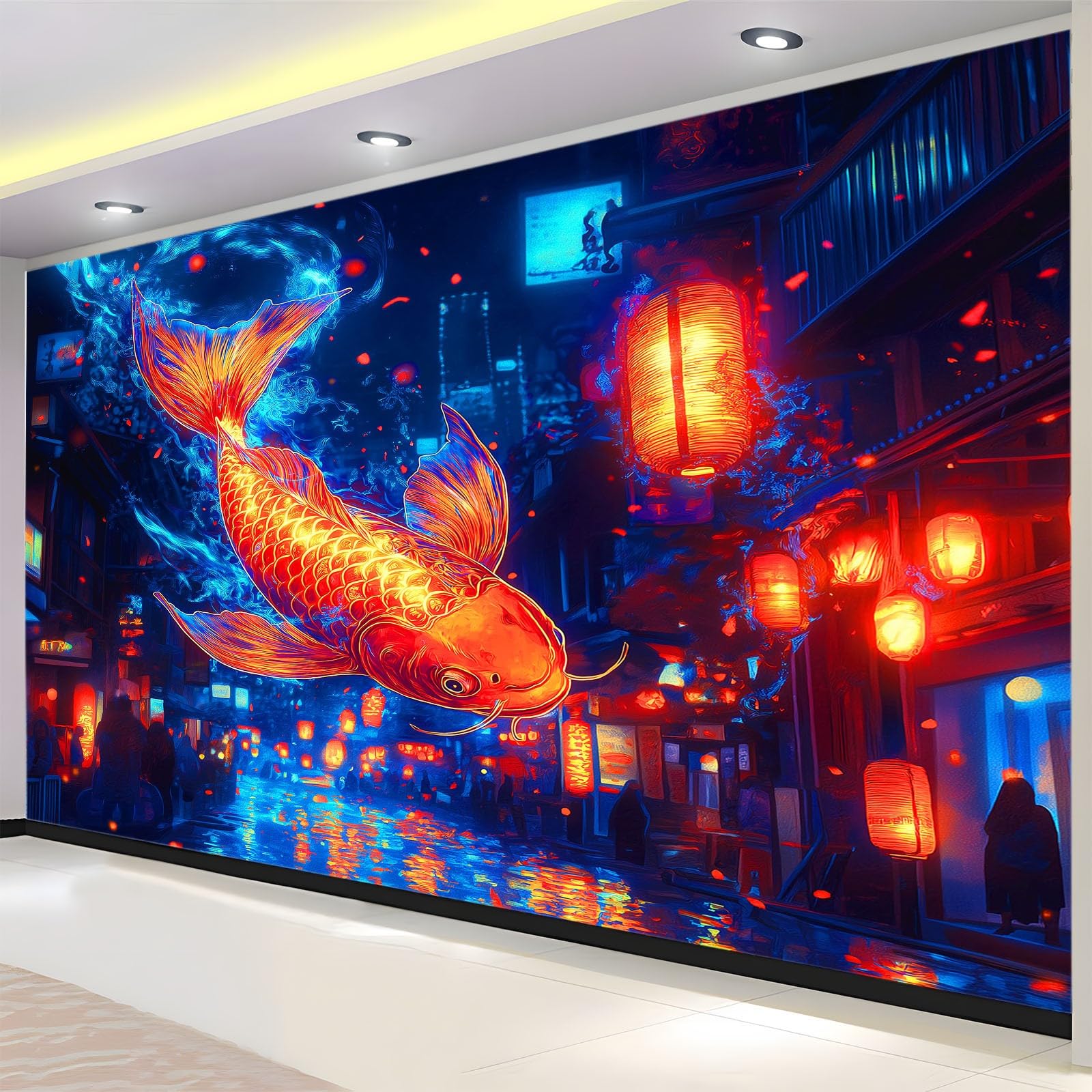Tapeta mural do salonu miasto scena nocna karp 300 x 210 cm plakat fototapeta fototapeta z włókniny, nowoczesna sypialnia pokój dziecięcy tło dekoracja telewizora