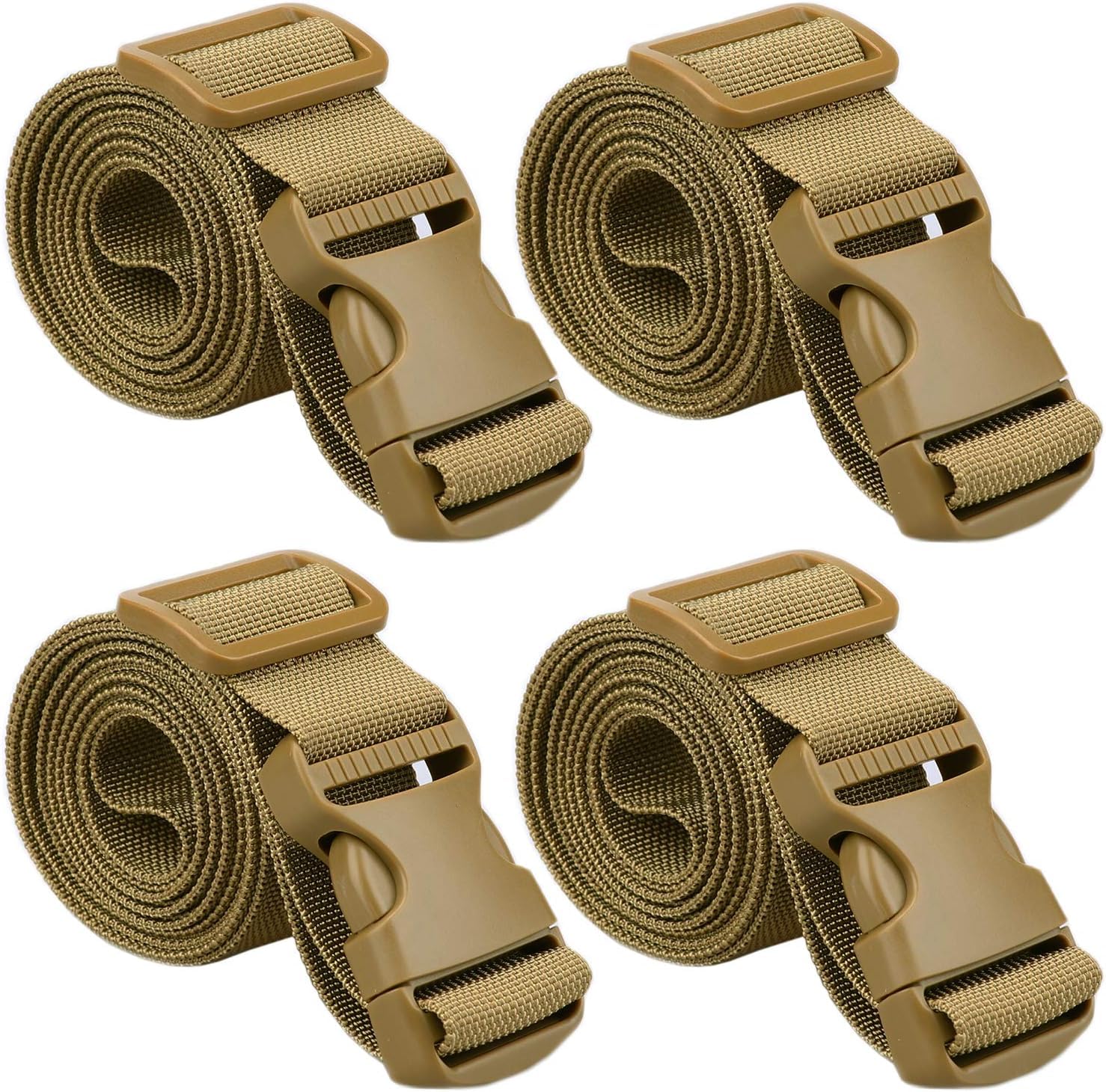 MAGARROW 40" Long Utility Luggage Straps with Buckle Adjustable (Tan (4-Pack), 1.5" Wide - 40" Long)