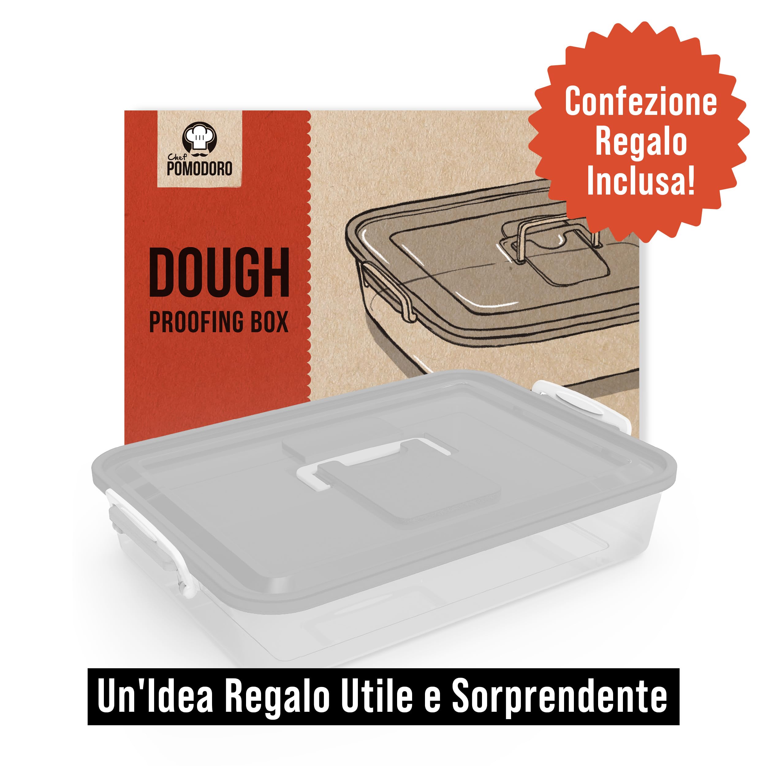 Chef Pomodoro Contenitore Lievitazione Pizza, Cassetta per Pizza, Set Accessori da Pizzeria (Grigio, 35,6 x 27,9 cm)