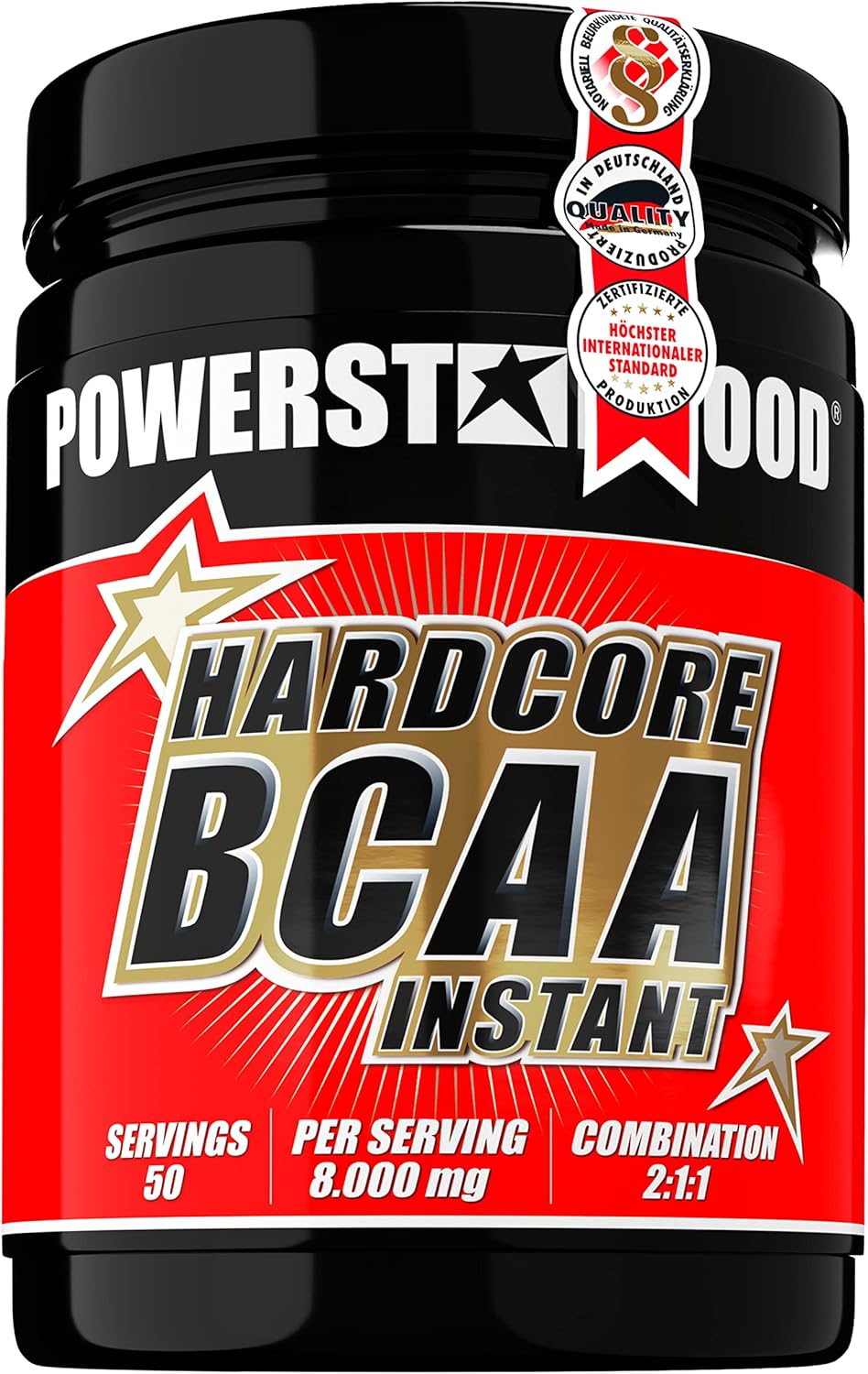 HarDCORE BCAA | 500 g | hoogste dosering met 8.000 mg BCAA per 10 g poeder | 2:1:1 leucine isoleucine valine | met vitamine B6 en B2 | veganistisch | voor training, spieropbouw en dieet | Duitse