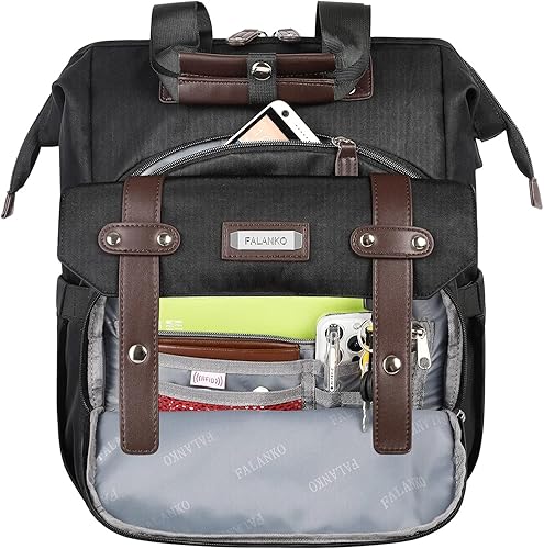 Miniatura 4 de FALANKO Mochila para laptop para mujer, doctora de trabajo, profesora, enfermera, amplia abierta, universidad, 15.6 pulgadas, con puerto de carga