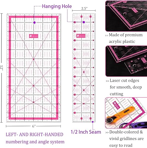 Miniatura 4 de Nicecho - Juego de cortadores rotativos, suministros de acolchado de costura, cortadores de tela de 1.772 in y 1.102 in, 8 cuchillas de corte