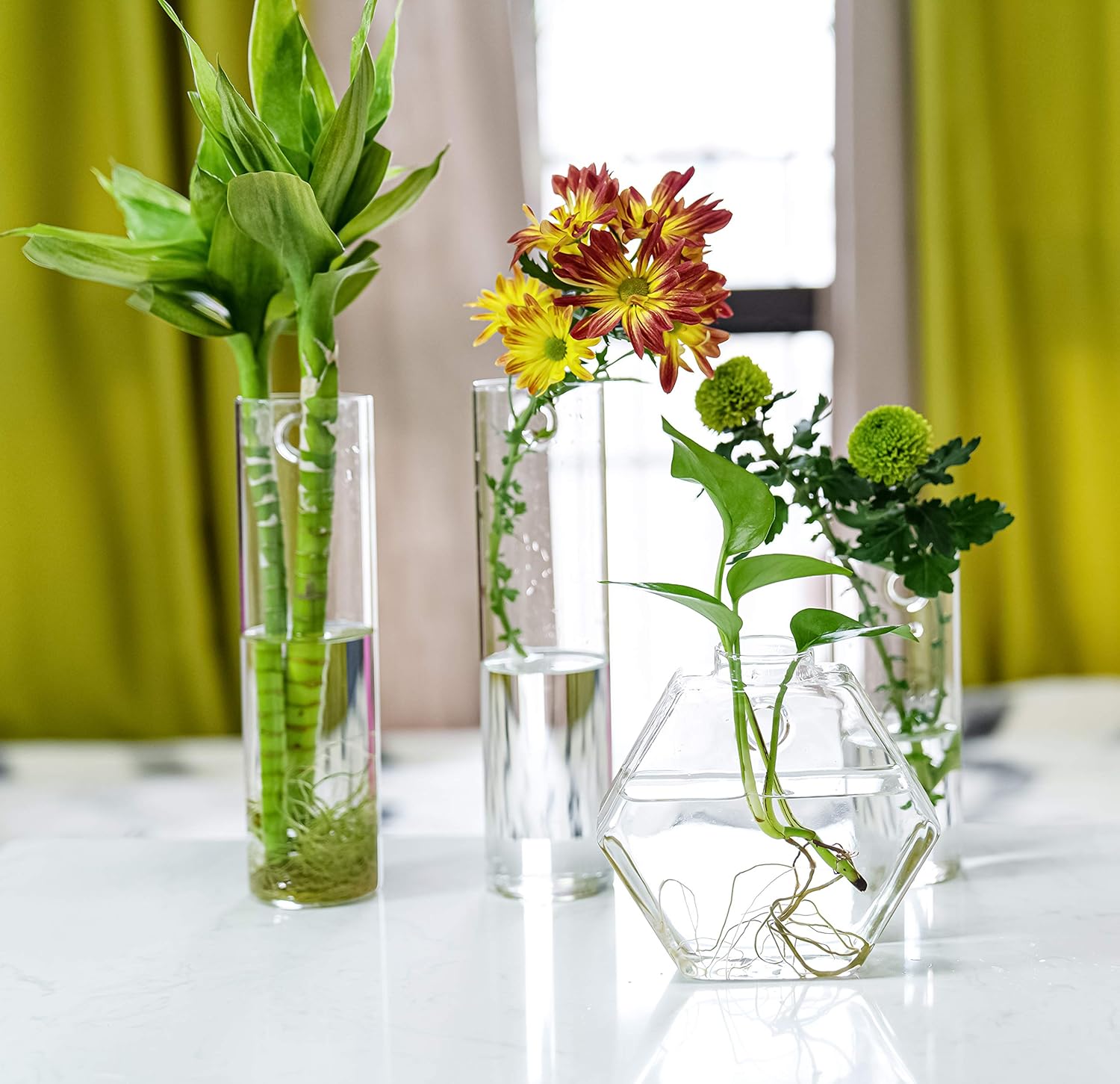 Kingbuy Hexagon Wall Planter Set - 3 Pack Glass Propagation Terrarium Vases with Hanging Mounts for Indoor Plants, Air Plants & Hydroponic Stations Home Office Decor, Plant Lover Gifts (Large)