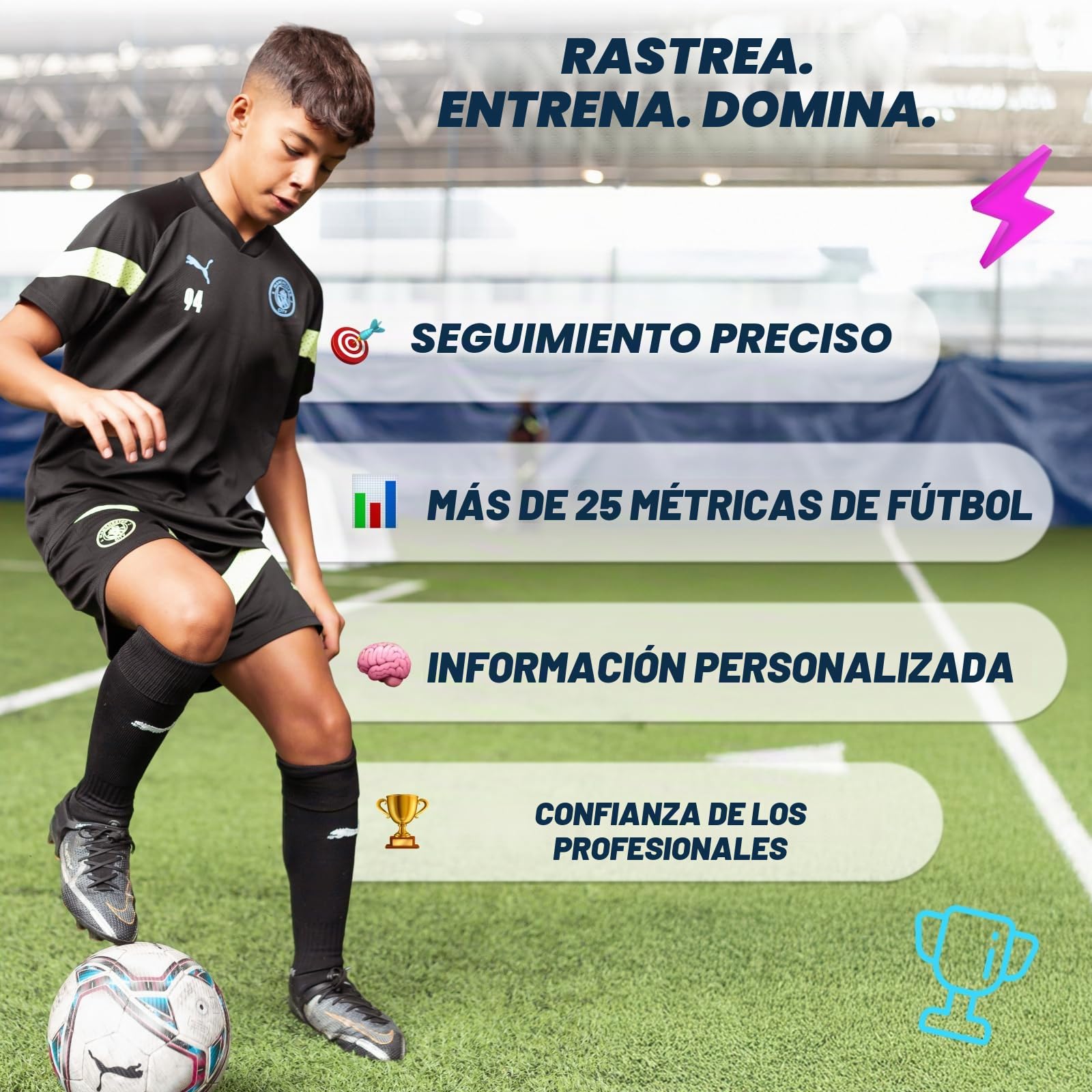 CITYPLAY Rastreador de fútbol Inteligente para Botas, Mejora tu Juego y controla más de 25 métricas físicas y técnicas, con suscripción Anual a la aplicación CITYPLAY para un Acceso Completo