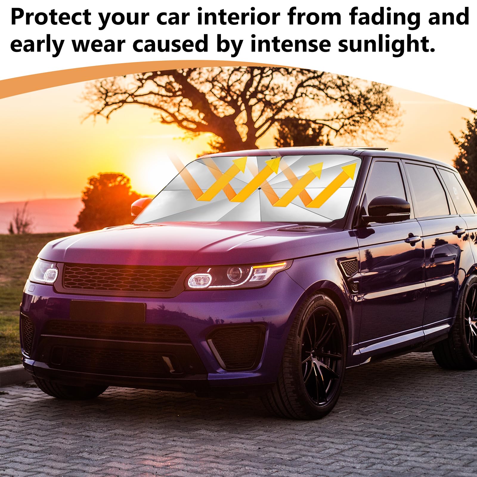 Pare-soleil Voiture En Parapluie Pliable 140x79 Cm - Protection UV Et Chaleur Pour Pare-brise Avant