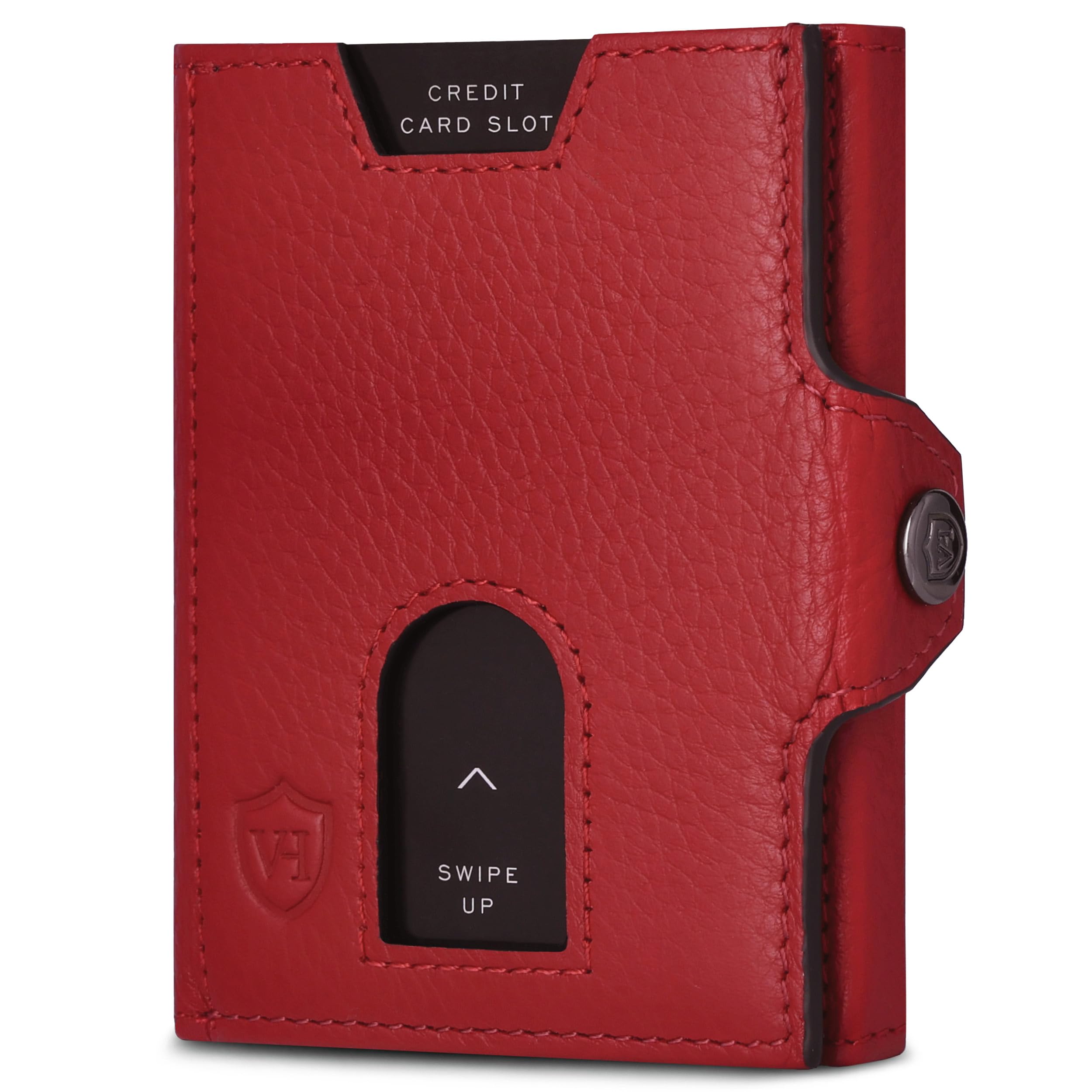 VON HEESEN Slim Wallet mit RFID Schutz - Geldbörse Herren klein - Mini Geldbeutel Damen Portmonee - Kartenetui Echtleder Karten Portemonnaie - Leder Kreditkartenetui Rot