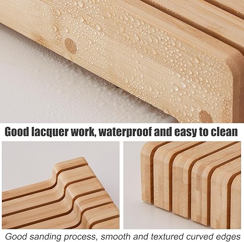 Miniatura 7 de Bloque de cuchillos de bambú y almacenamiento en el cajón, soporte de exhibición y organizador, organizador de cajones de cuchillos en el cajón