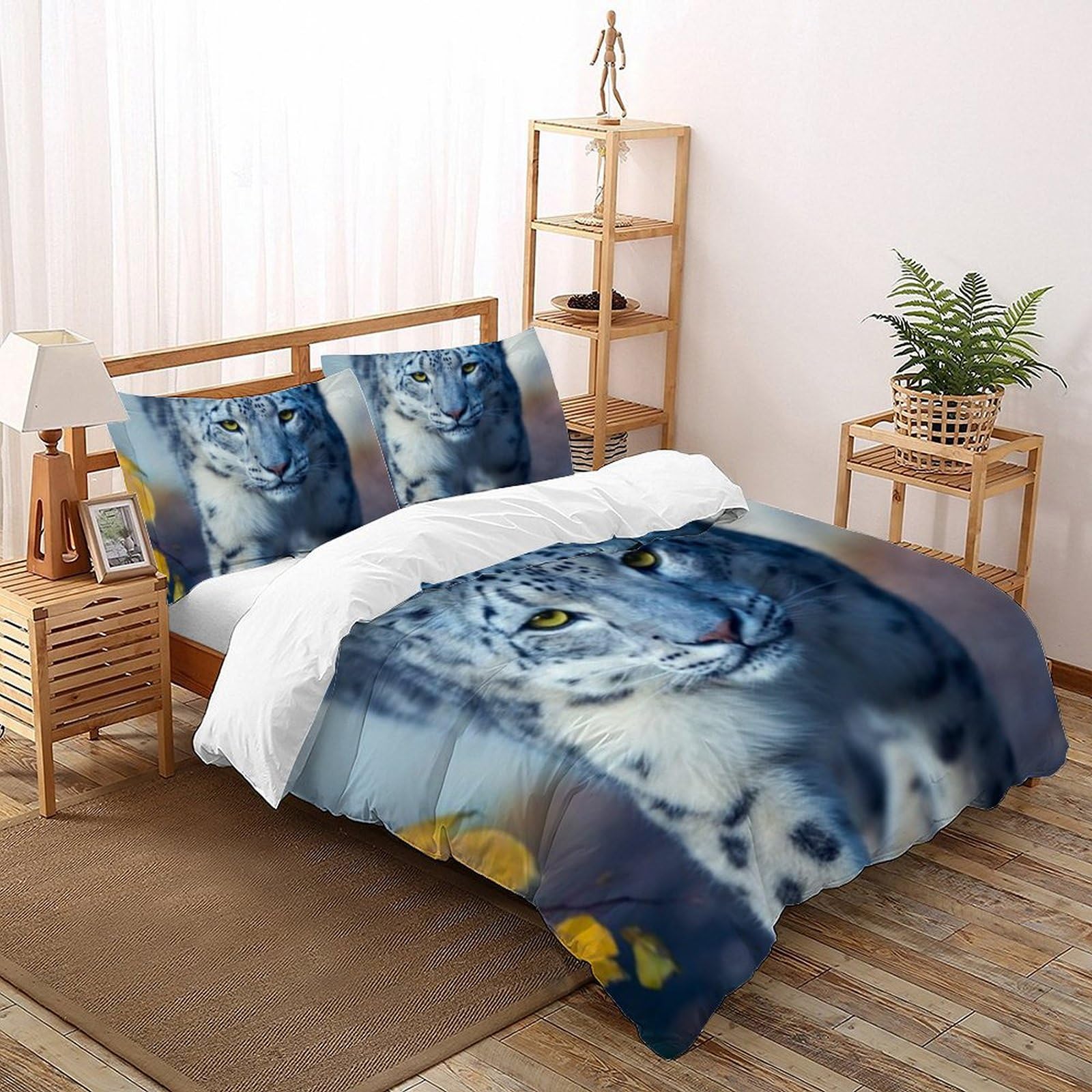 Housse de couette guépard microfibre thermorégulatrice et infroissable pour grand lit