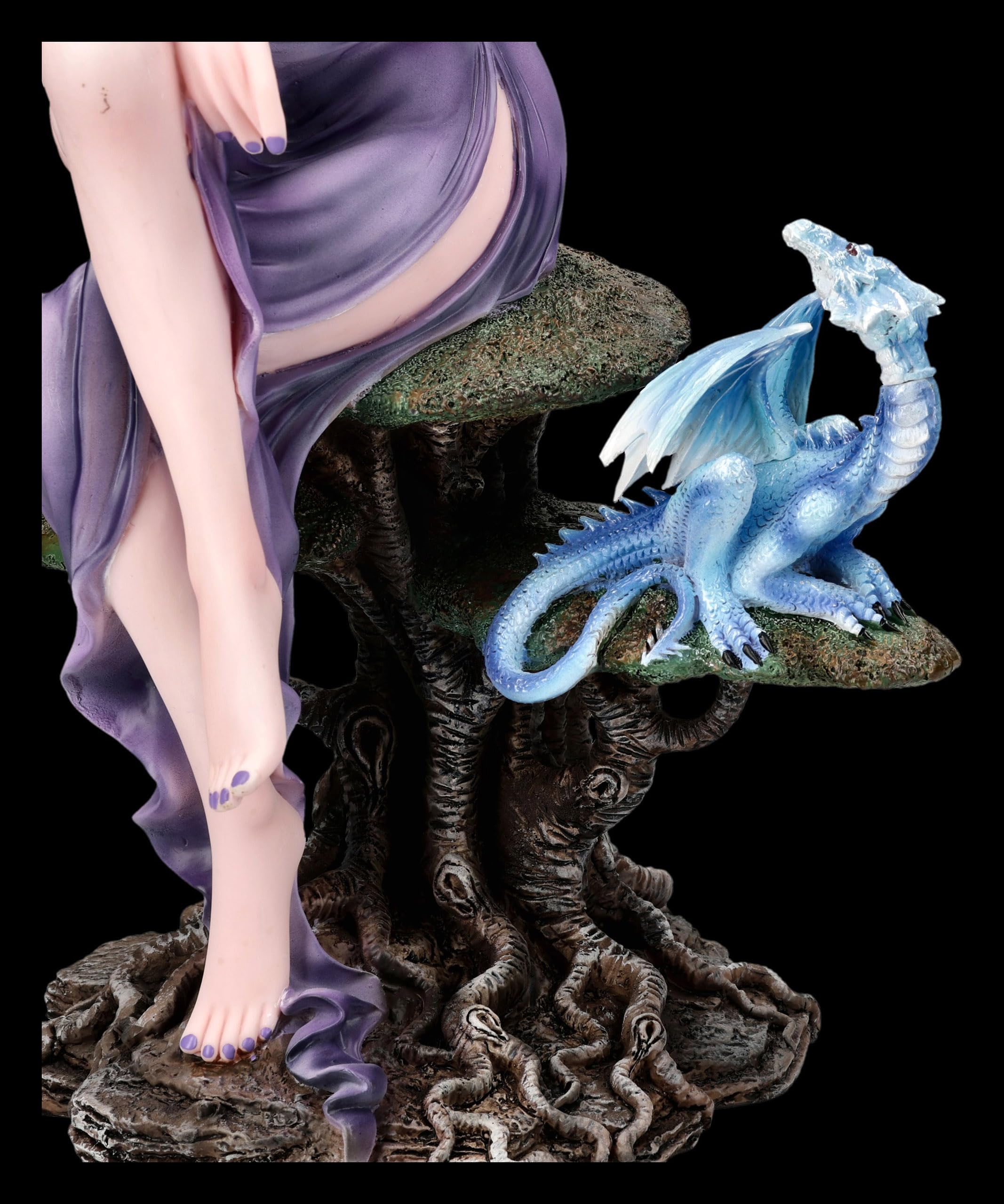 Figuren Shop GmbH Figura de elfo Neriel, guardiana de la luz de la luna, decoración de fantasía pintada a mano (54 cm), colección Tales of Aurelion, idea de regalo para los fanáticos de la luna y del