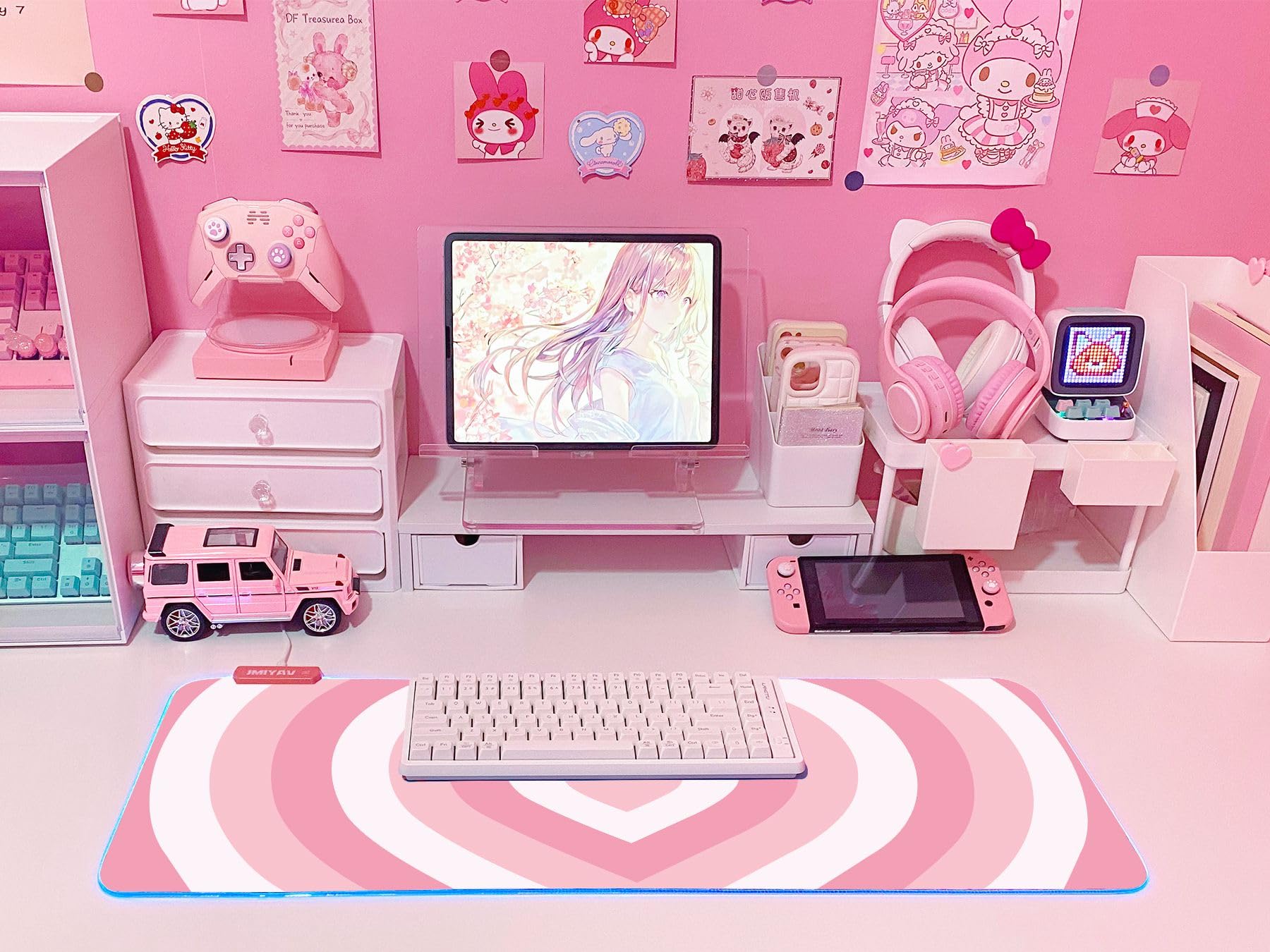 パソコン　マウスパッド　ピンク Amazon.co.jp: JMIYAV ピンク RGB ゲーミングマウスパッド 31.5x12