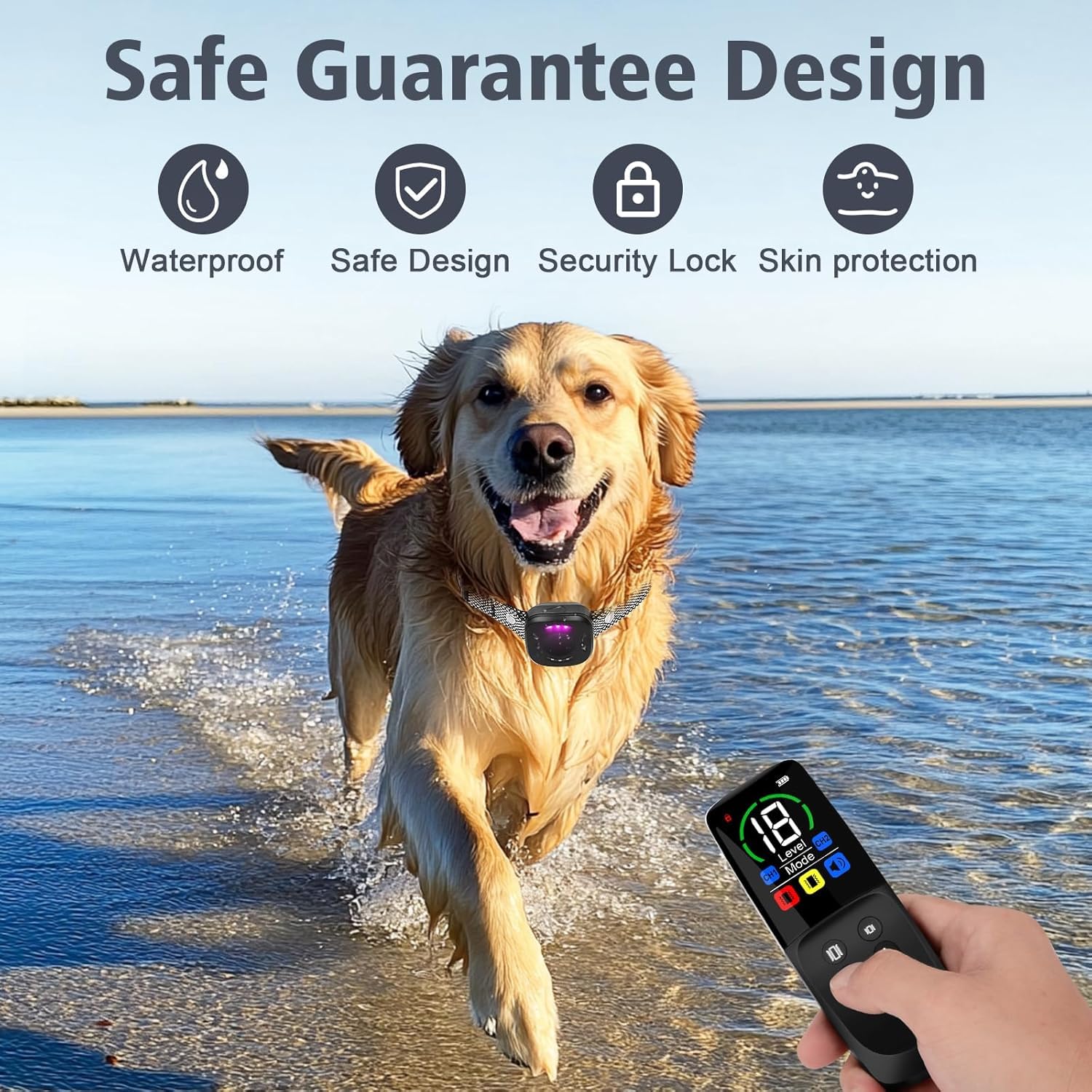Collar de Adiestramiento para Perros Recargable y Resistente 3 Modos de Sonido, Vibración, Boost Vibración, Rango Remoto de 300 Metros