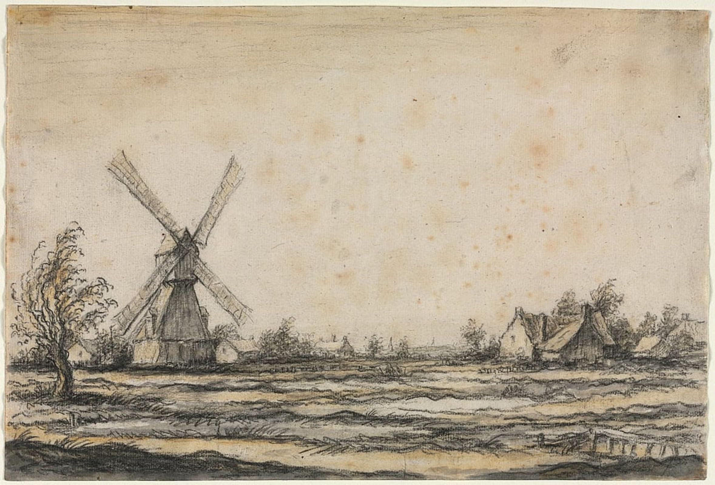ARTXLXXBN Famous Painting Canvas Artwork Graffiti Print Landscape with a Windmill Near a Farmstead by Aelbert Cuyp Portrait Canvas Image for Home Decor 60x90cm