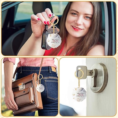 Miniatura 6 de Kigeli 24 Pcs Thank You Acrylic Gold Foil Wedding Keychain Favors Bulk Cute Key Chains Wedding Favors for Guests Keychain Charms Gifts for Women