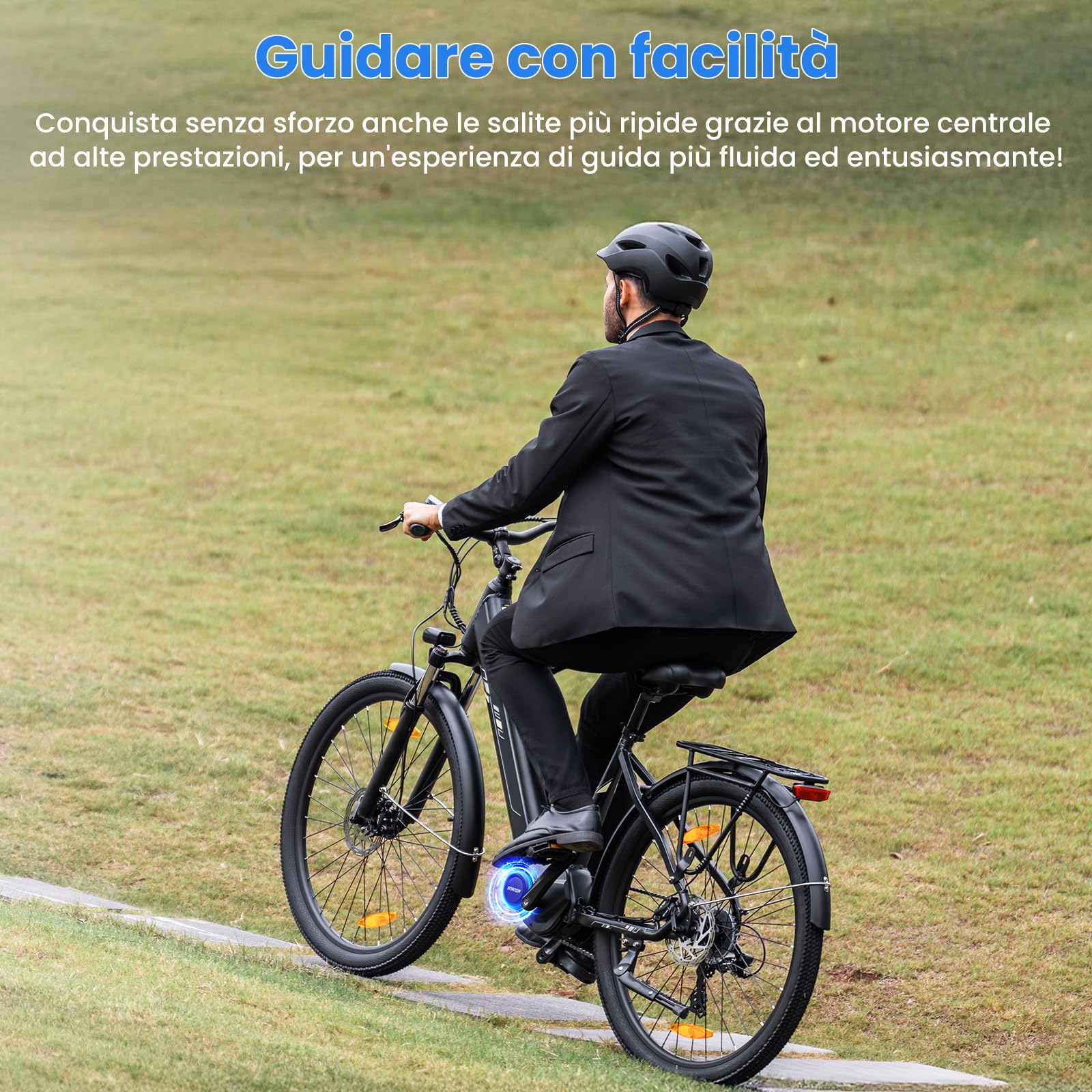 Touroll Bicicletta elettrica Urbano 3,con freno a disco idraulico, Motore Centrale 70 NM, Batteria Rimovibile 13Ah, Autonomia di 120km, bicicletta elettrica uom