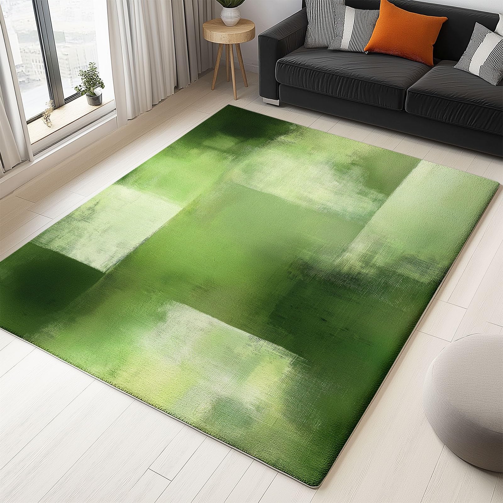 120 x 180 cm Abstrakcyjny komfortowy flanelowy dywan dekoracyjny antyczny w kolorze zielonym klocki miękki hipoalergiczny dywan do salonu i sypialni - nowoczesny design, antypoślizgowa podstawa, łatwa