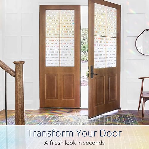 Miniatura 8 de rabbitgoo Película de privacidad para ventana de arcoíris, adhesivo para ventana de vitral, no adhesivo, extraíble, adhesivo estático, adhesivo