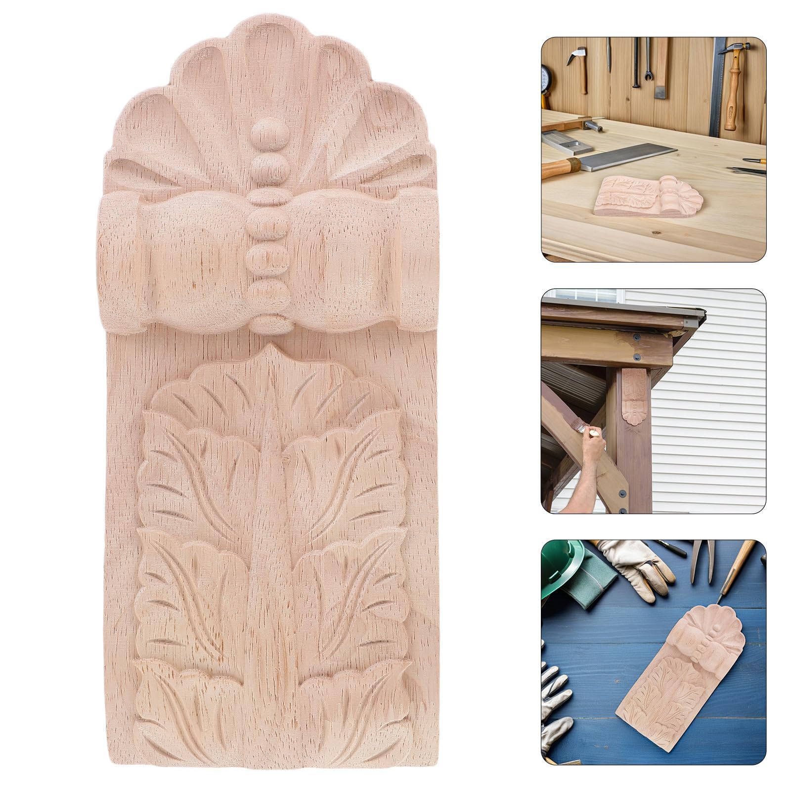 3 Pièces Consoles en Bois Sculpté Style Européen pour Étagères et