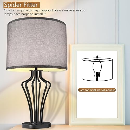 Miniatura 2 de Juego de 2 pantallas de lino natural de 13 pulgadas superior x 13 pulgadas inferior x 10 pulgadas de alto, pantallas de tela de fácil montaje para